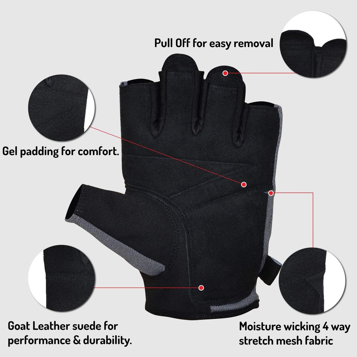 Weight Lifting Gloves Training Fitness Exercise Gym Workout Gloves – Goat Leather Suede Gel Padded Palm