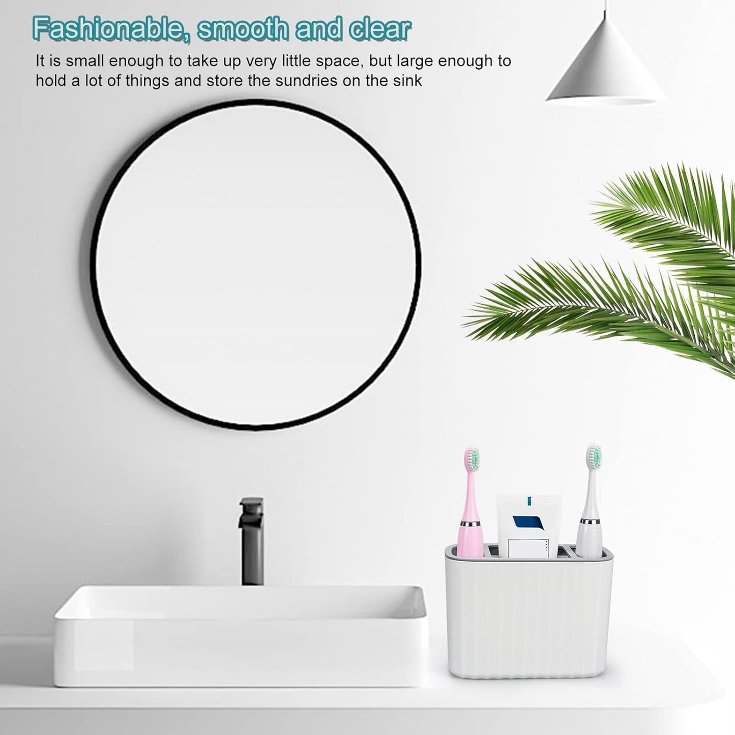 Toothbrush Holder, Multifunctional Electric Toothbrush Holder, Bathroom Easy-Store Toothbrush Caddy Toothpaste Razors Storage Organizer for Bathroom Countertop Vanity Counter Sink Organizer (White)
