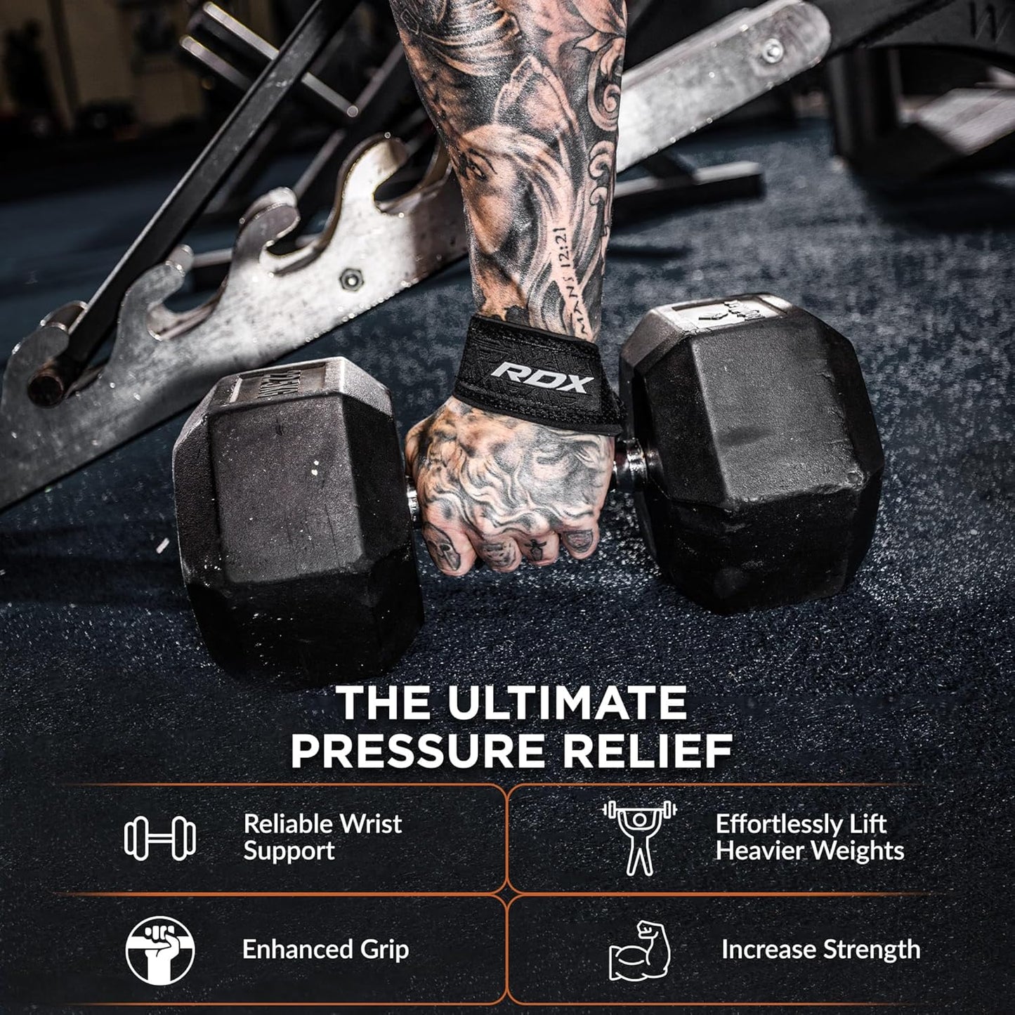 Weight Lifting Straps Deadlifting Powerlifting, 5MM Neoprene Wrist Support, anti Slip 60CM Hand Bar Grip, Heavy Duty Bodybuilding Weightlifting Workout, Soft Cotton, Strength Training Gym Fitness