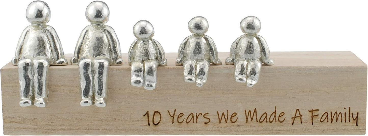 10Th Anniversary Idea 10 Years We Made a Family 100% Tin - Choose Your Family Combination Gift (3 Children)