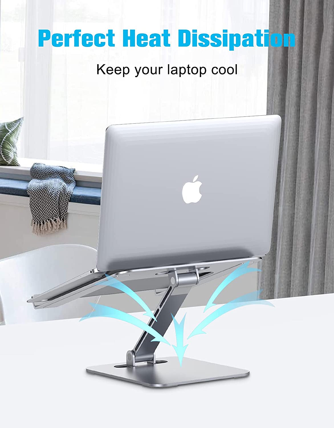 Laptop Stand Lap Desk, Ergonomic Foldable Computer Stand with Adjustable Height, Ventilated Aluminium Alloy Riser Compatible with Macbook Air, Pro, All 10-16" Laptops (Silver)