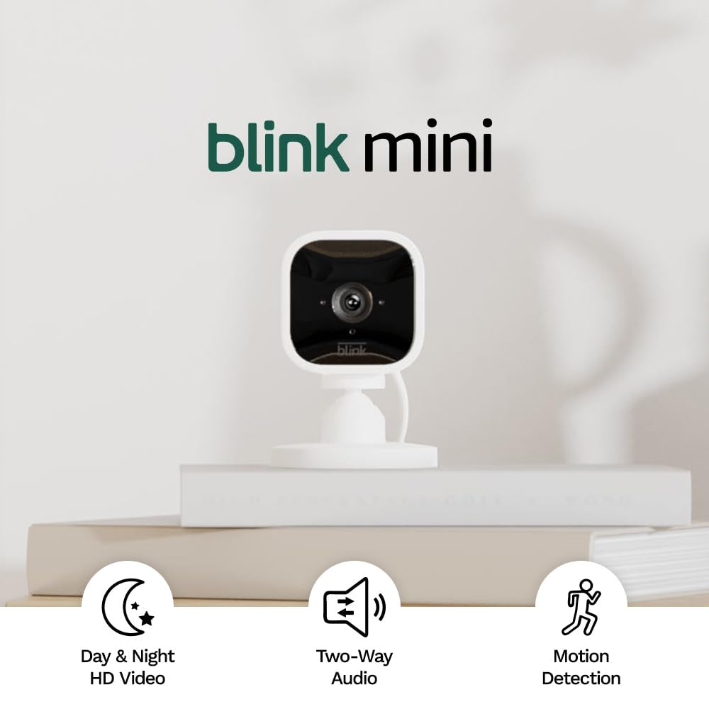 Mini | Indoor Plug-In Pet Security Camera, 1080P HD Day and Night Video, Motion Detection, Two-Way Audio, Easy Setup, Alexa Enabled — 1 Camera (White)