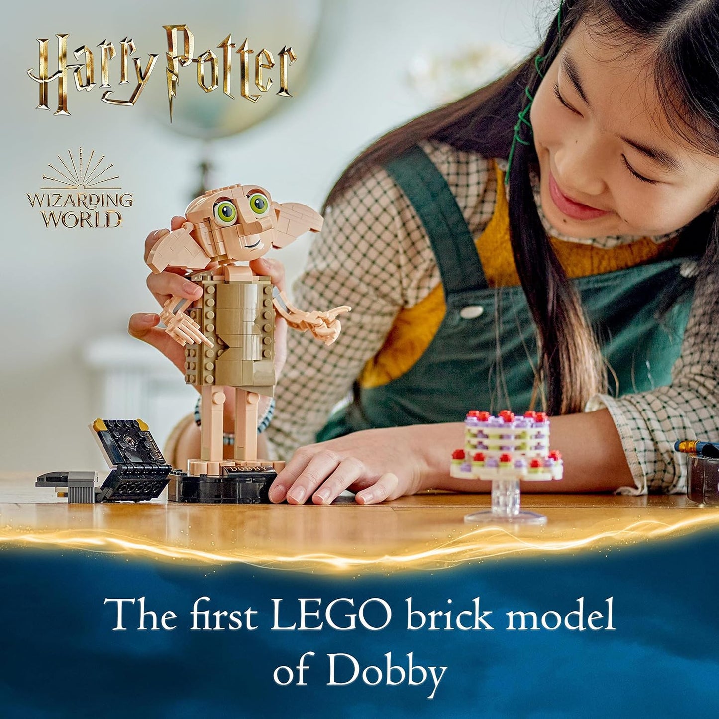 76421 Harry Potter Dobby the House-Elf Set, Movable Iconic Figure Model, Toy or Bedroom Accessory Decoration, Character Collection, Gift for Girls, Boys, Teens and All Fans Aged 8+