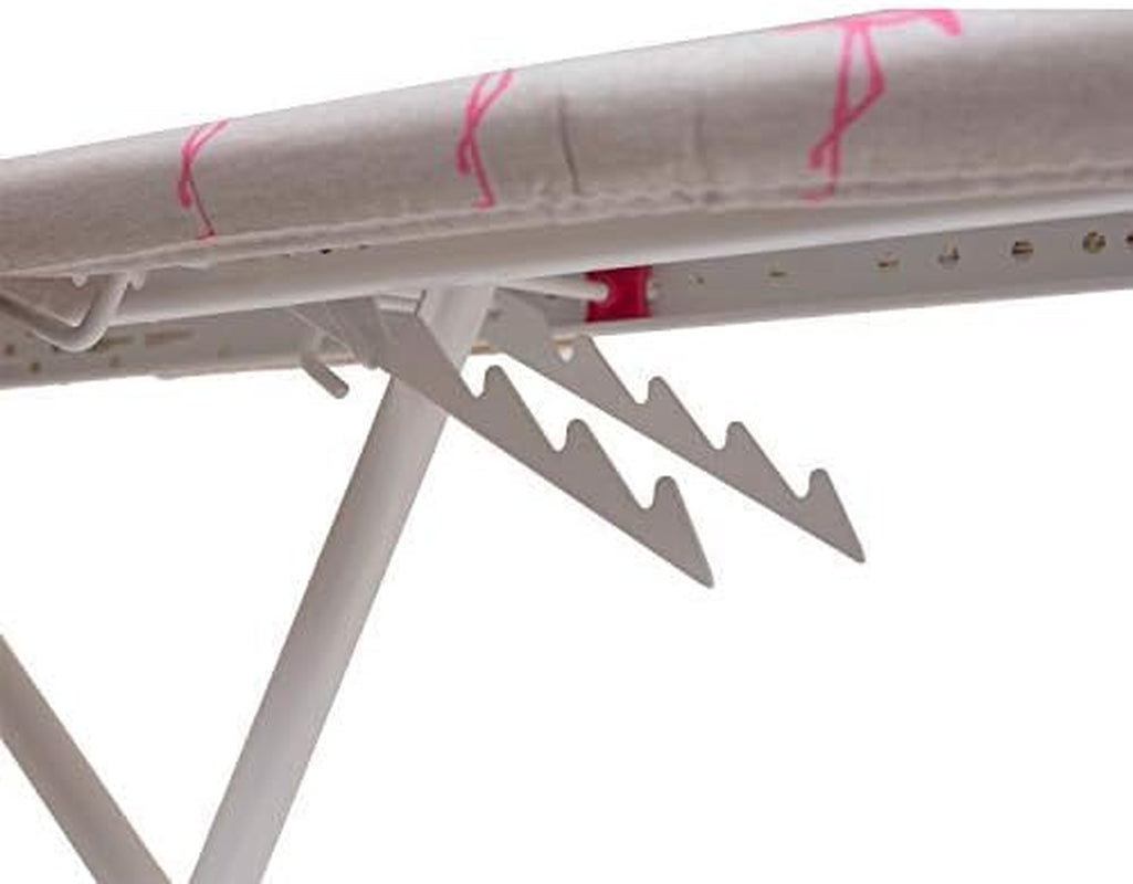 T-Leg Adjustable Height Ironing Board with Grey and Flamingo Cotton Cover + Extra Cover
