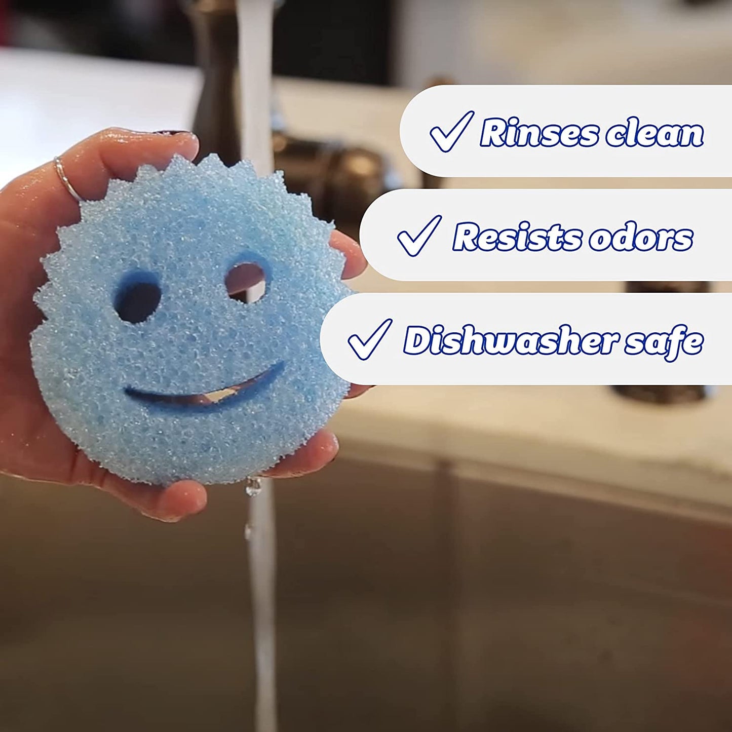 Colors, Sponge Scrubber Multipack, Dish Sponges for Washing Up, Texture Changing Non Scratch Scourers, Cleaning Products for Kitchen & Bathroom, Odour Resistant, Dishwasher Safe, Pack of 3