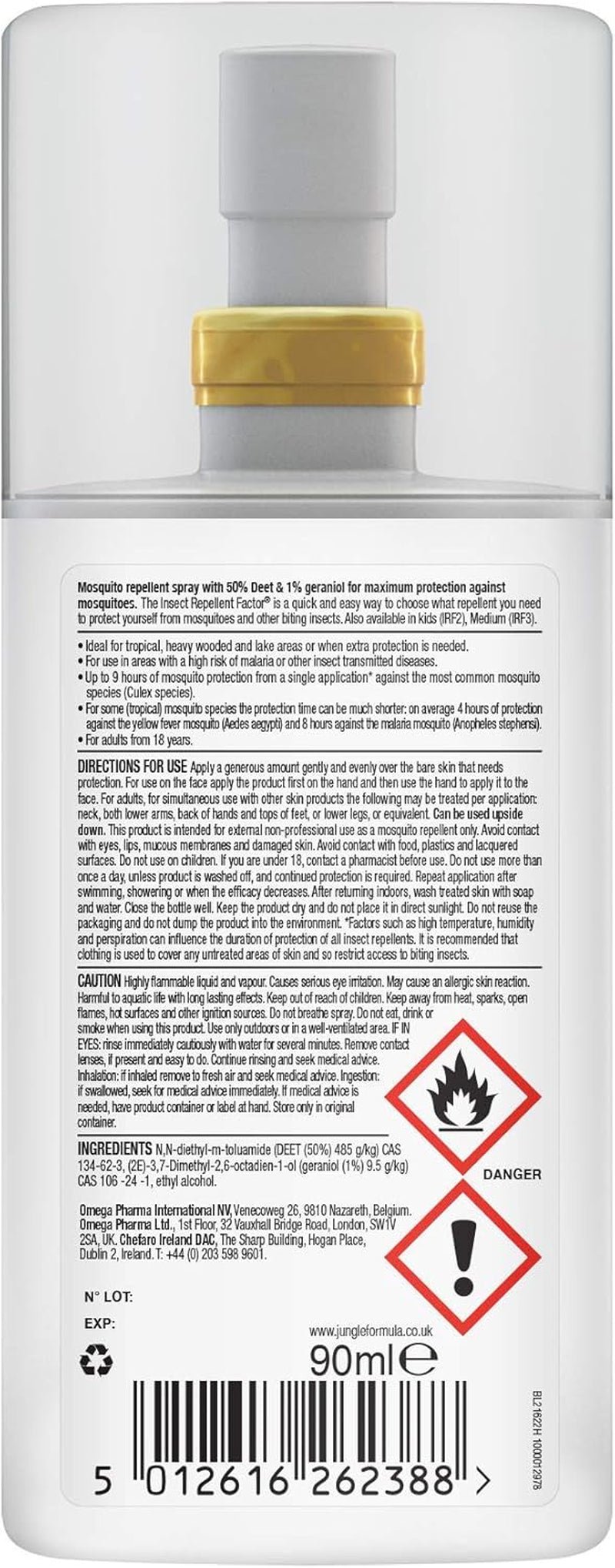 Maximum Insect Repellent 90Ml - Maximum Strength Repellent Spray for Mosquitoes, Biting Insects and Ticks - up to 12 Hours Protection for Any Destination Incl Tropics - with DEET