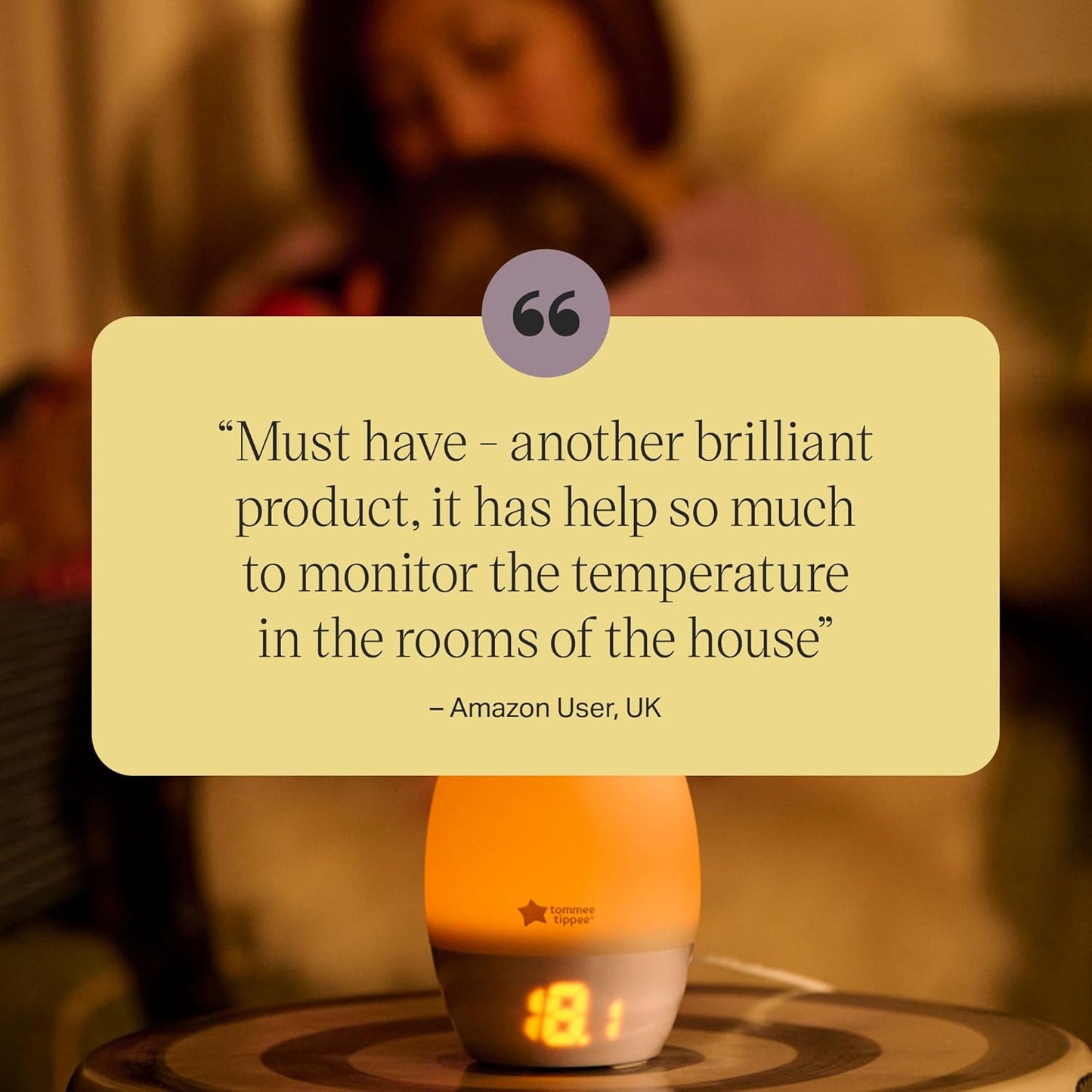 Groegg2 Digital Colour-Changing Nursery Thermometer and Nightlight, Usb-Powered, Digital Temperature Display