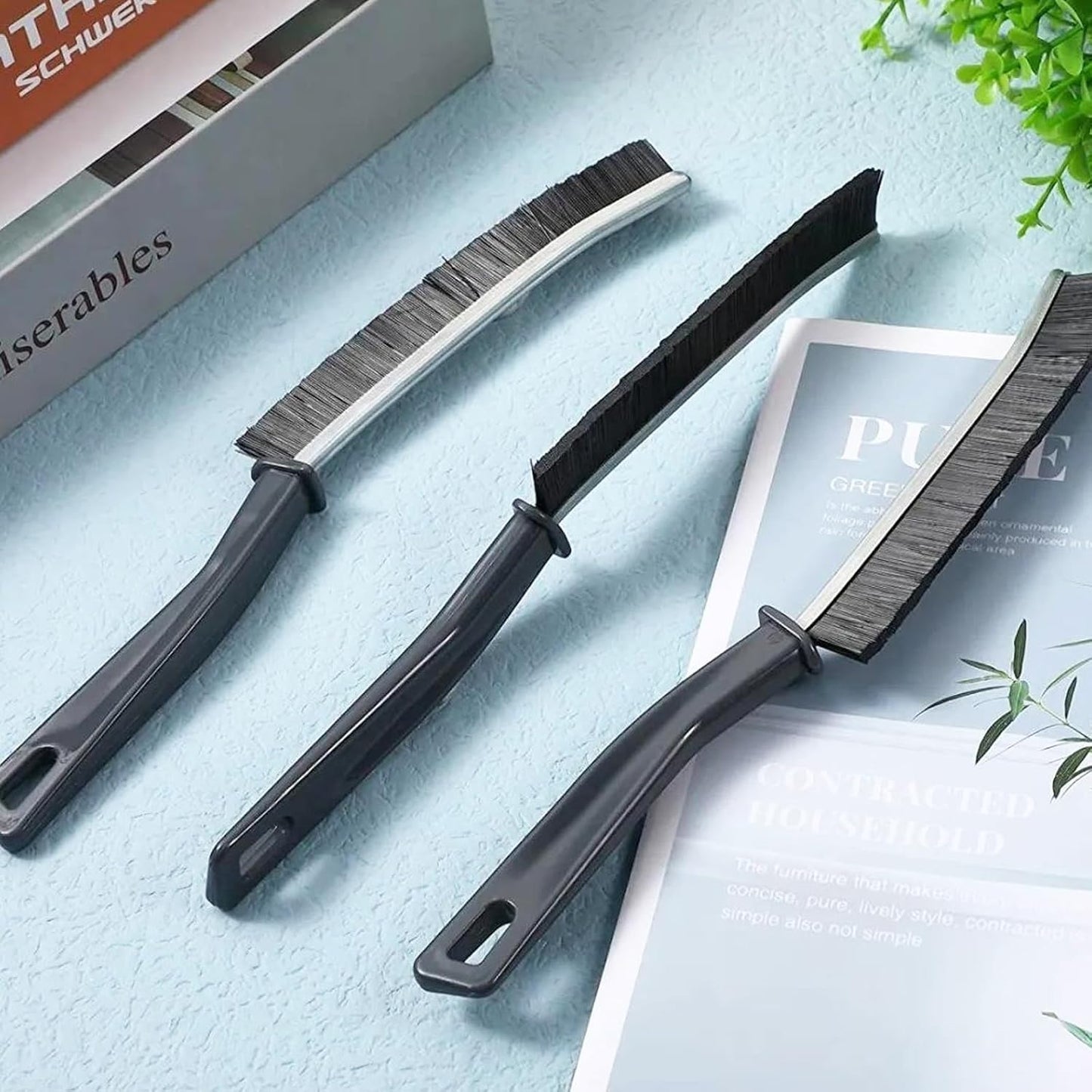 Crevice Cleaning Brush 3 Pcs Gap Cleaning Brush Crevice Cleaning Tool for Narrow Corners in Home Kitchen Bathroom and Window Groove (Plastic) (Plastic)