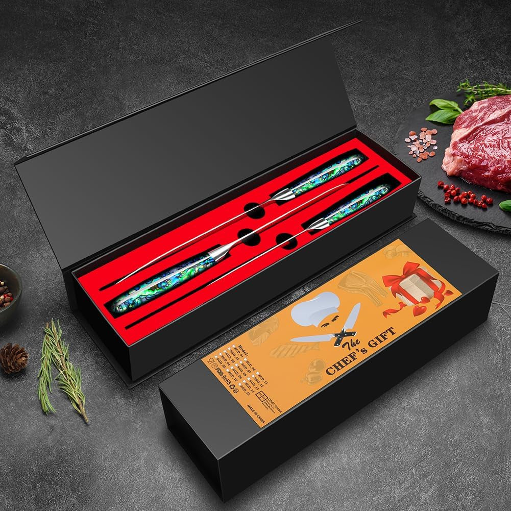 Damask Knive Set of 3, 12.4-19Cm Blade Made of 67 Layers of VG-10 Damascus Steel, Santoku Knife, Kiritsuke Knife, Universal Knife, Abalone Shell Handle, Gift Box