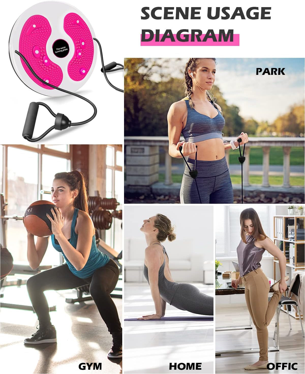 Waist Twist Disc, Waist Slimming Balance Rotating Disc Multi-Functional Twist Board Exercise with Massage Foot Sole- Home Fitness Gym Equipment