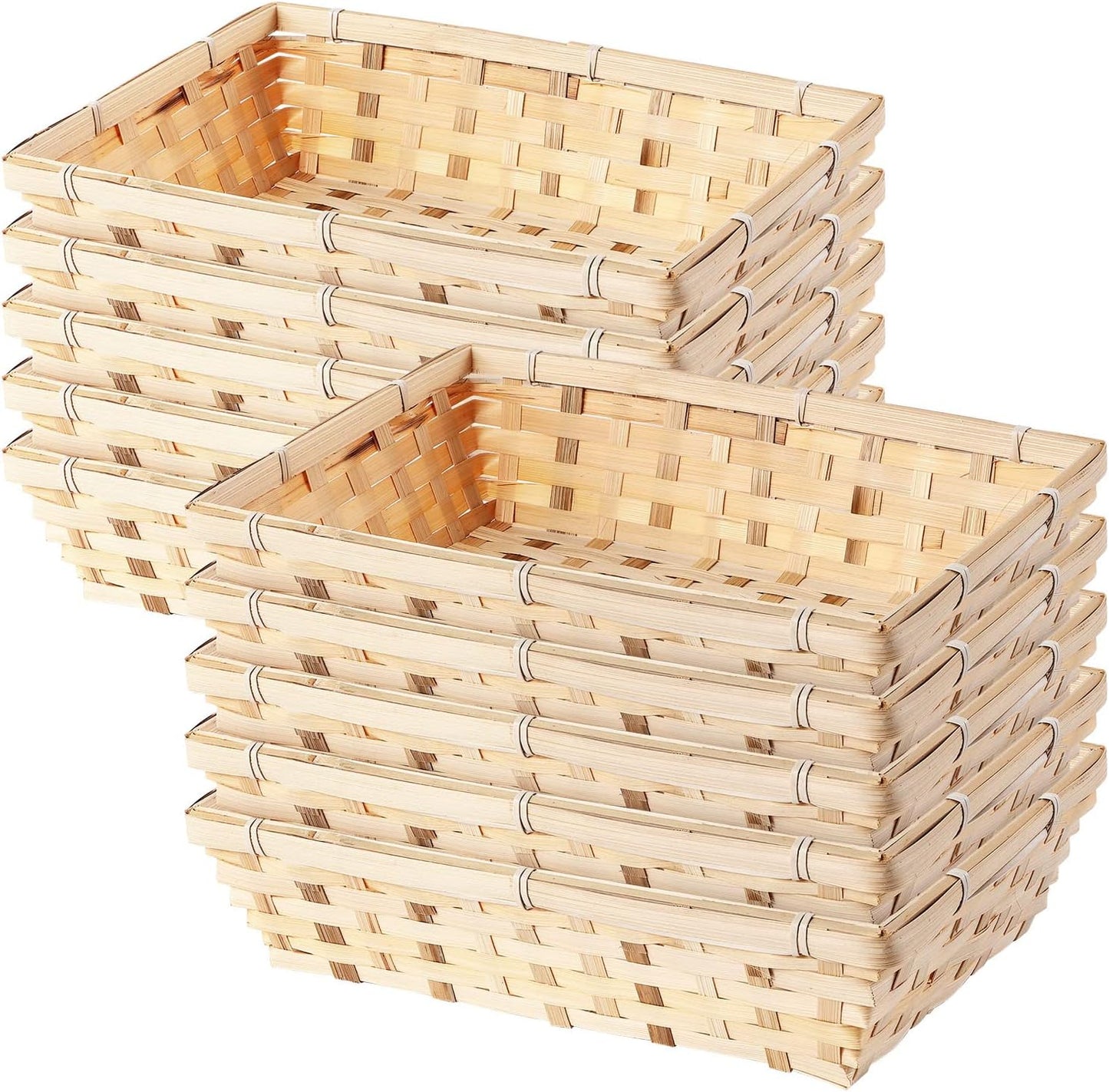 10 Pcs Natural Bamboo Basket Gift Hampers Retail Display Home Organizer (XX Large)