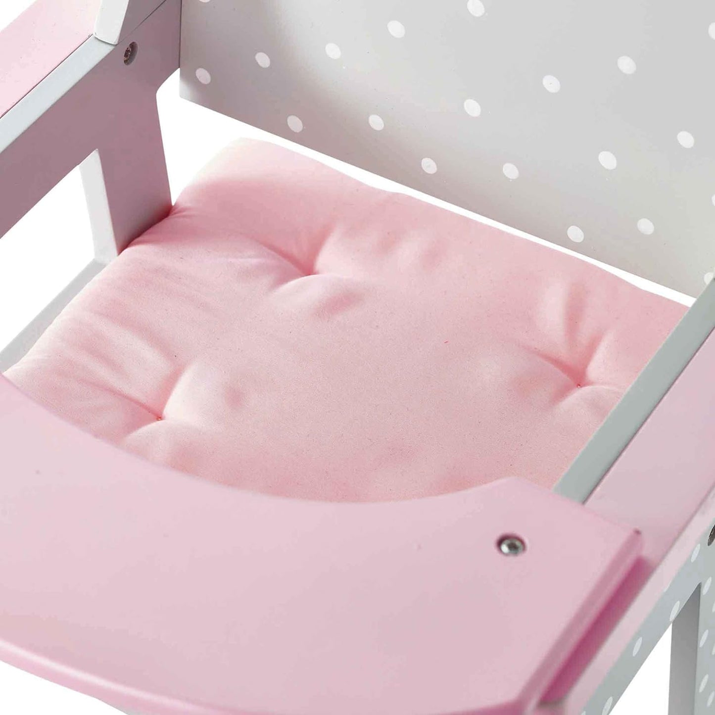 Little Princess Grey Polka Dot Wooden Baby Doll High Chair Doll Furniture Baby Doll Accessories TD-0098AG