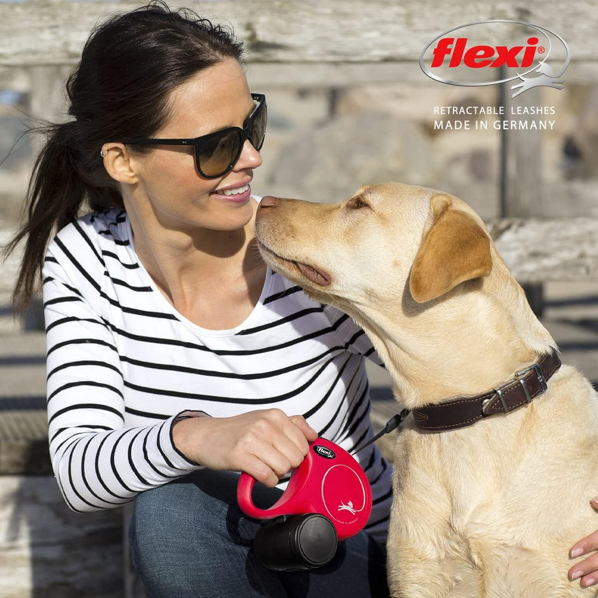 New Classic Cord Red Medium 5M Retractable Dog Leash/Lead for Dogs up to 20Kgs/44Lbs