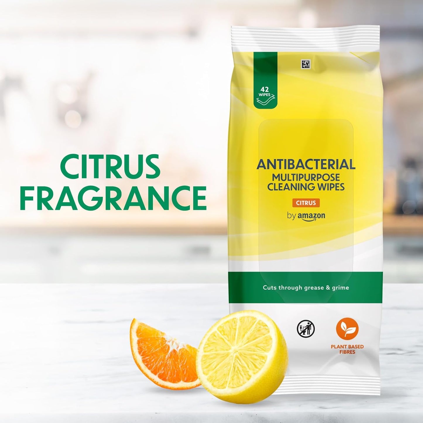 Antibacterial Multipurpose Cleaning Wipes Citrus, 252 Wipes 42 Count (Pack of 6)