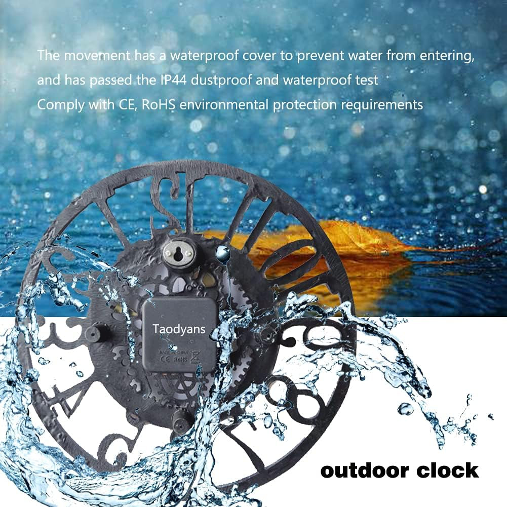 Outdoor Wall Clock 12 in outside Waterproof Garden Clock Quartz Battery Operated round Clocks Retro Home Kitchen Living Room Decor Clocks -Not Silent (Turquoise)
