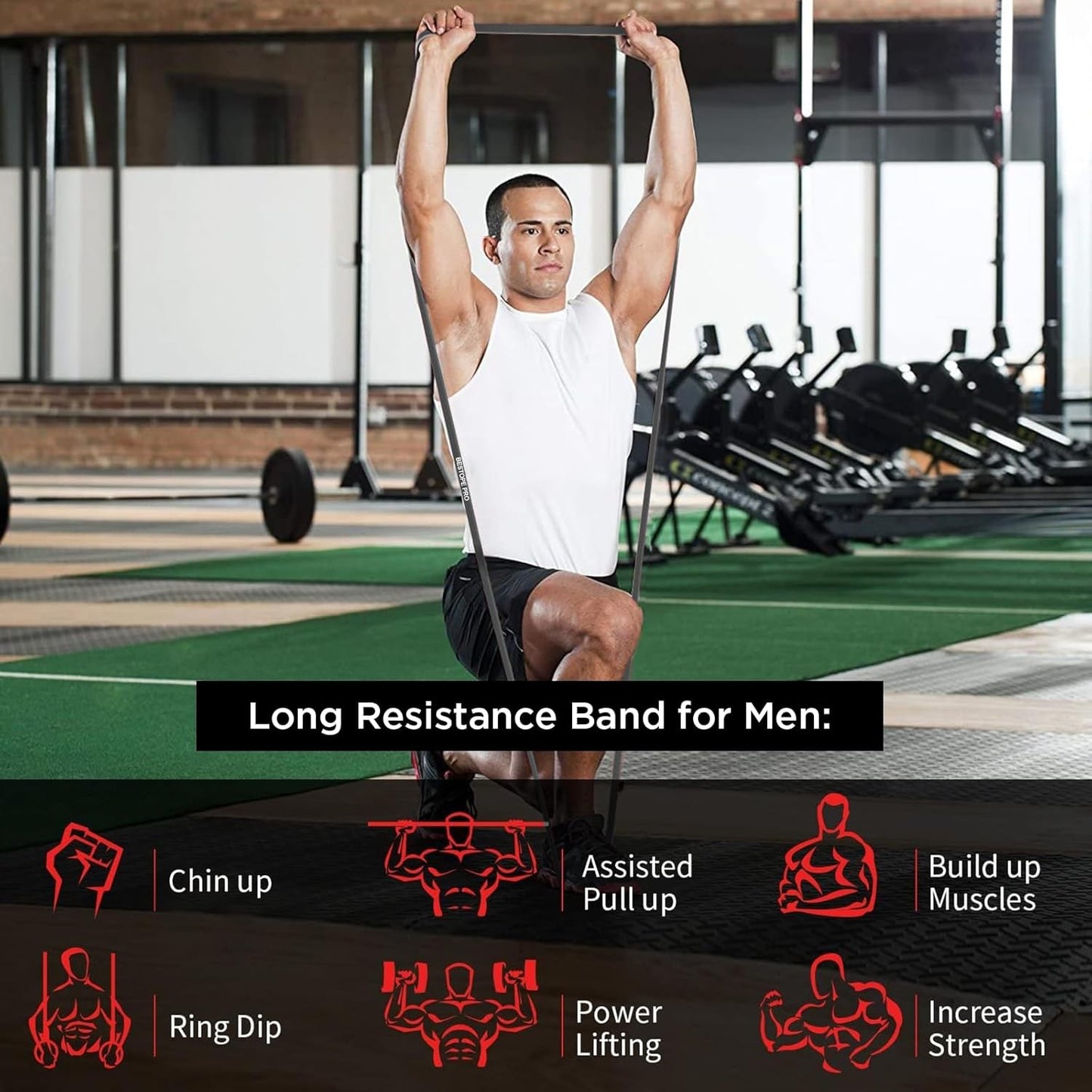 Resistance Band Pull up Assist Band - Resistance Workout Exercise Band, Stretch Training Red Fitness Band for Unisex, Ideal for Home, Pilates, Yoga, Powerlifting, Crossfit, Muscle Toning