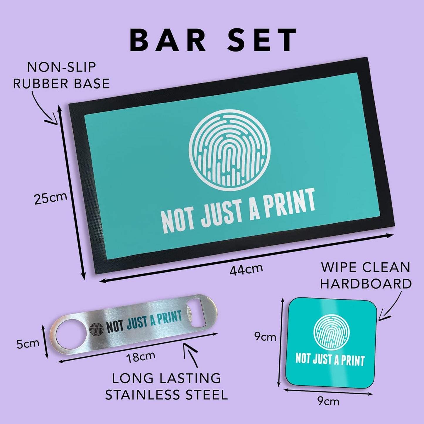 Personalised Bar Accessories for Home Pub - Bar Gift Set Custom Made Optics for Your Dads Home Bar | Choose from Bar Runners, Bottle Openers, Beer Mat Gifts