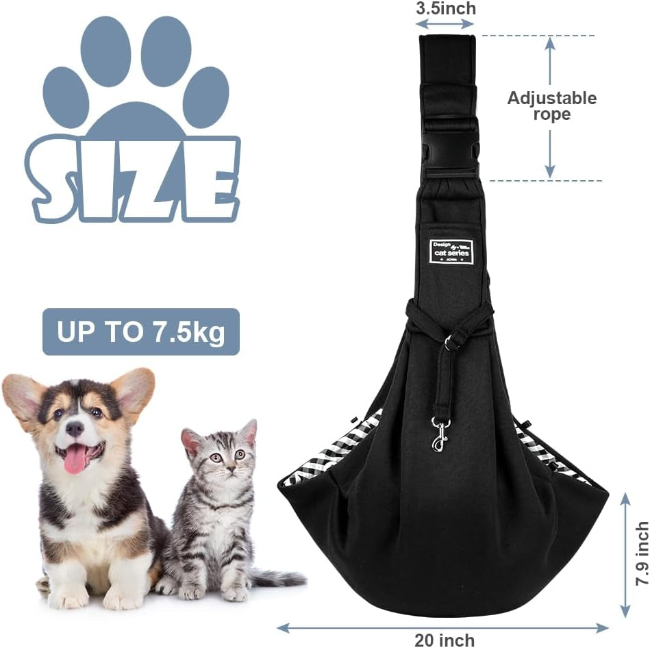 Puppy Carrier Sling,Reversible Hands-Free Dog Carry Sling for Small & Medium Dog Cat,Soft Comfortable Dog Sling,Adjustable Dog Carrier Bag Shoulder Tote Bag for Outdoor Walking Travel Shopping