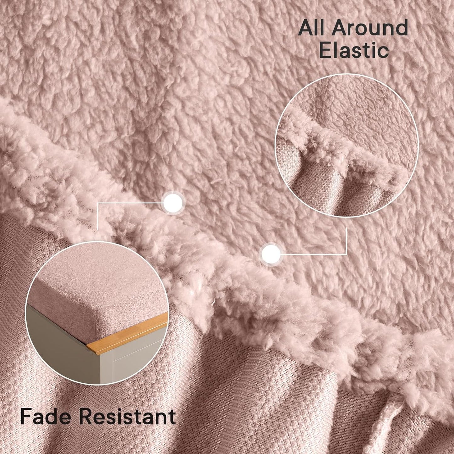 Teddy Fleece Fitted Bed Sheet Thermal Warm Soft Luxury Fluffy Cuddly Cosy Bedding, Blush Pink - Single
