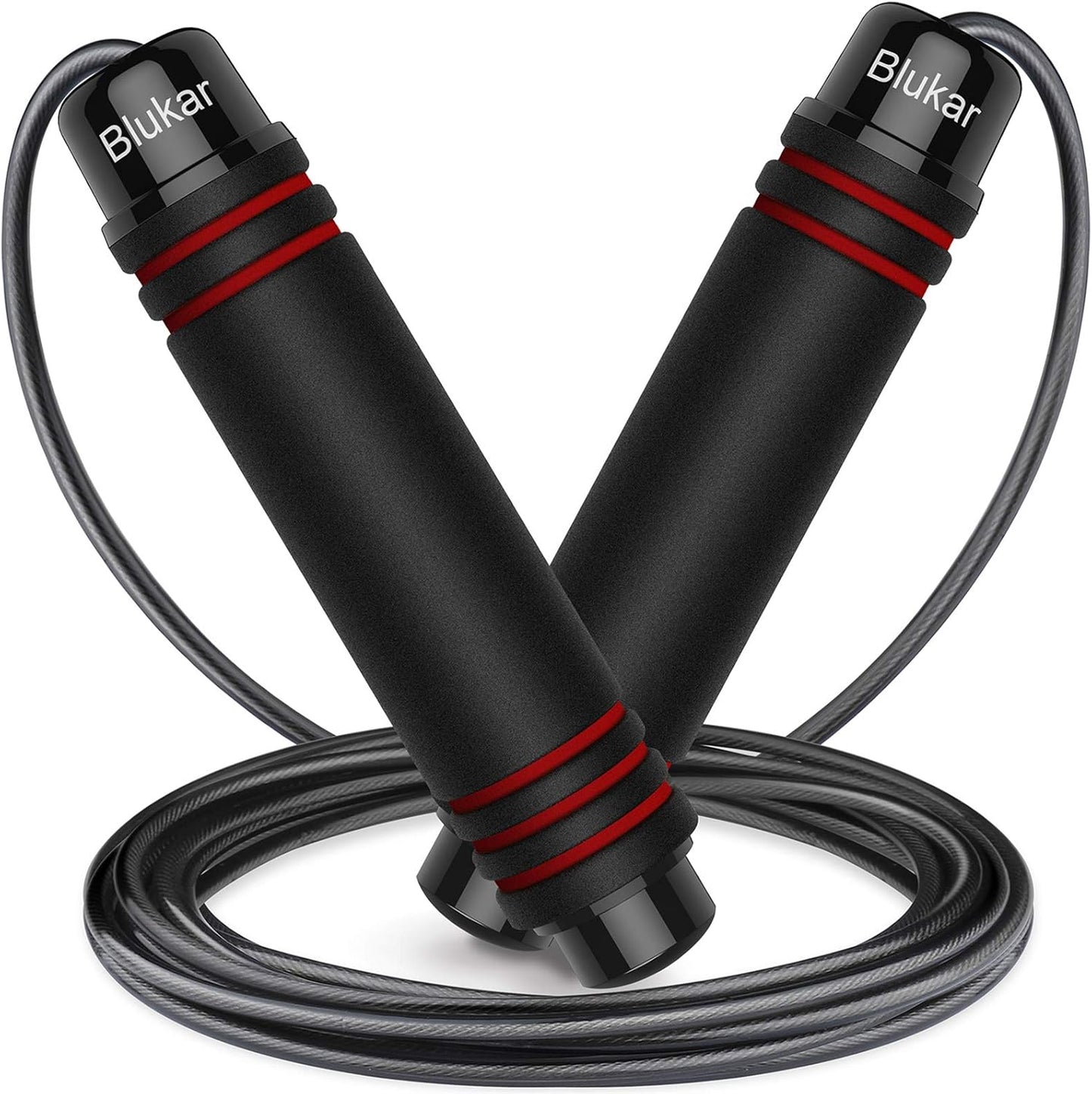 Skipping Rope, Speed Jump Rope Tangle-Free Adjustable Rope with Rapid Ball Bearings & Soft Foam Handle for Fitness Workouts Fat Burning Exercises Boxing - Spare Rope Length Adjuster Included