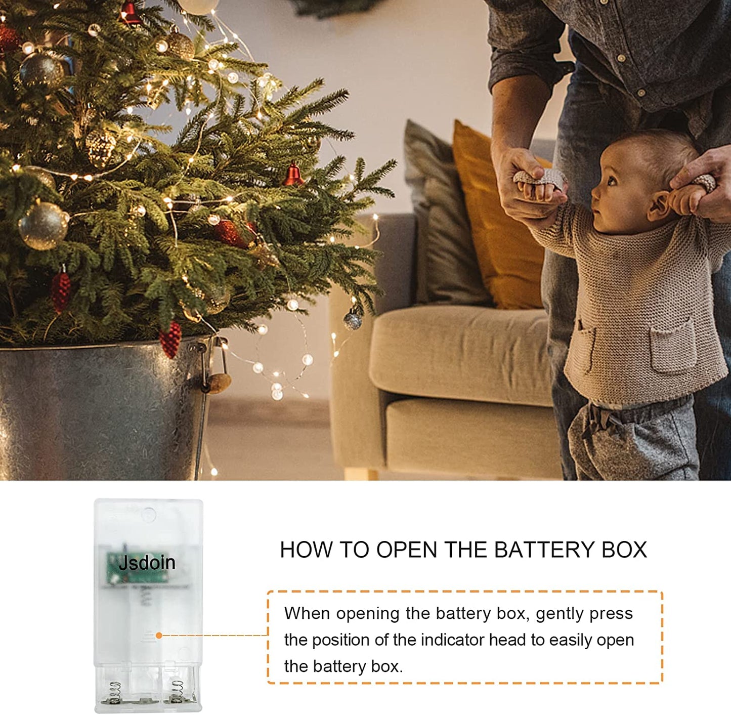 Fairy Lights, 50 LED Battery Operated String Lights Copper Wire Light for Indoor Outdoor Lighting, Bedroom, Wedding Decor, Party, Christmas, Tree Decoration(5M/16Ft,Warm White)