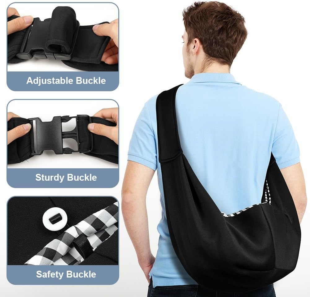 Puppy Carrier Sling,Reversible Hands-Free Dog Carry Sling for Small & Medium Dog Cat,Soft Comfortable Dog Sling,Adjustable Dog Carrier Bag Shoulder Tote Bag for Outdoor Walking Travel Shopping