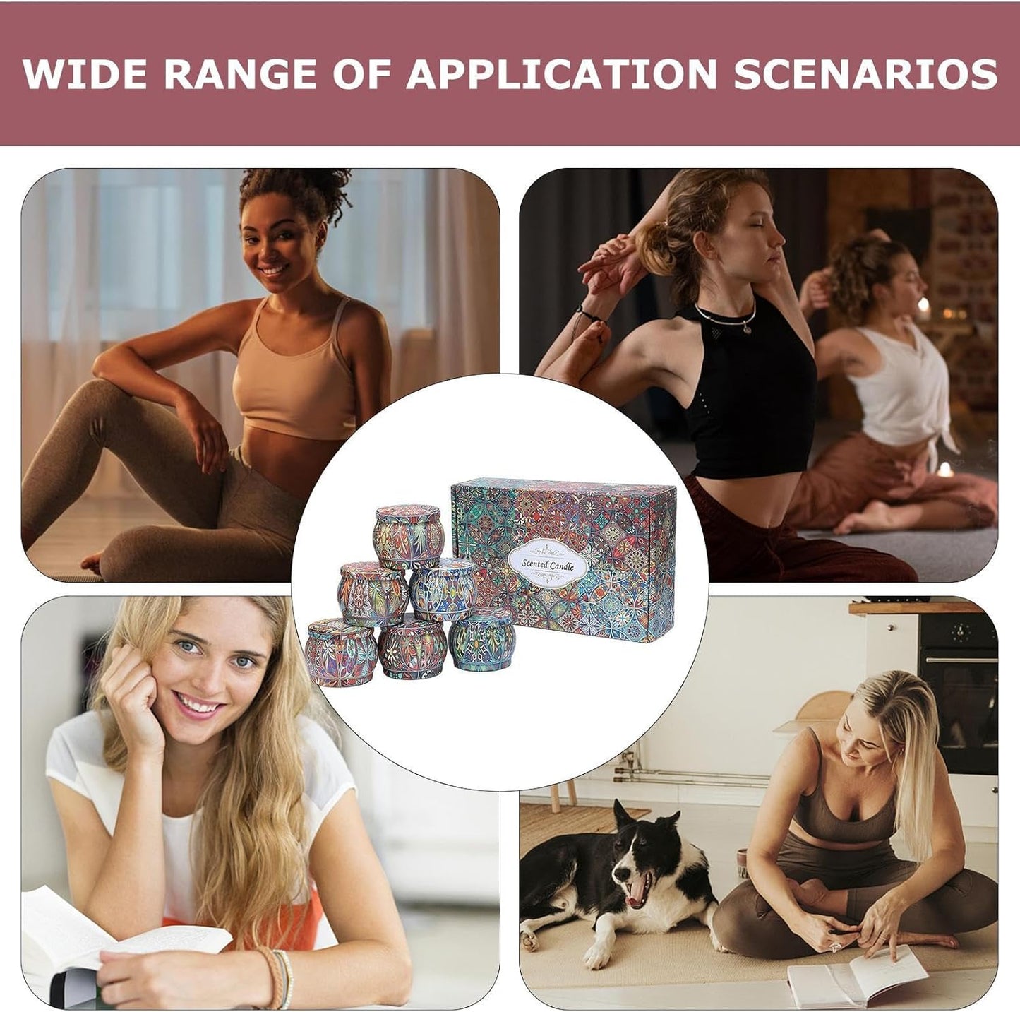 Scented Candles for Home | 6X Yoga Candles,Natural Soy Lasting Scented Candles for Home Aromatherapy Candle Set for Creating Relaxing Ambience