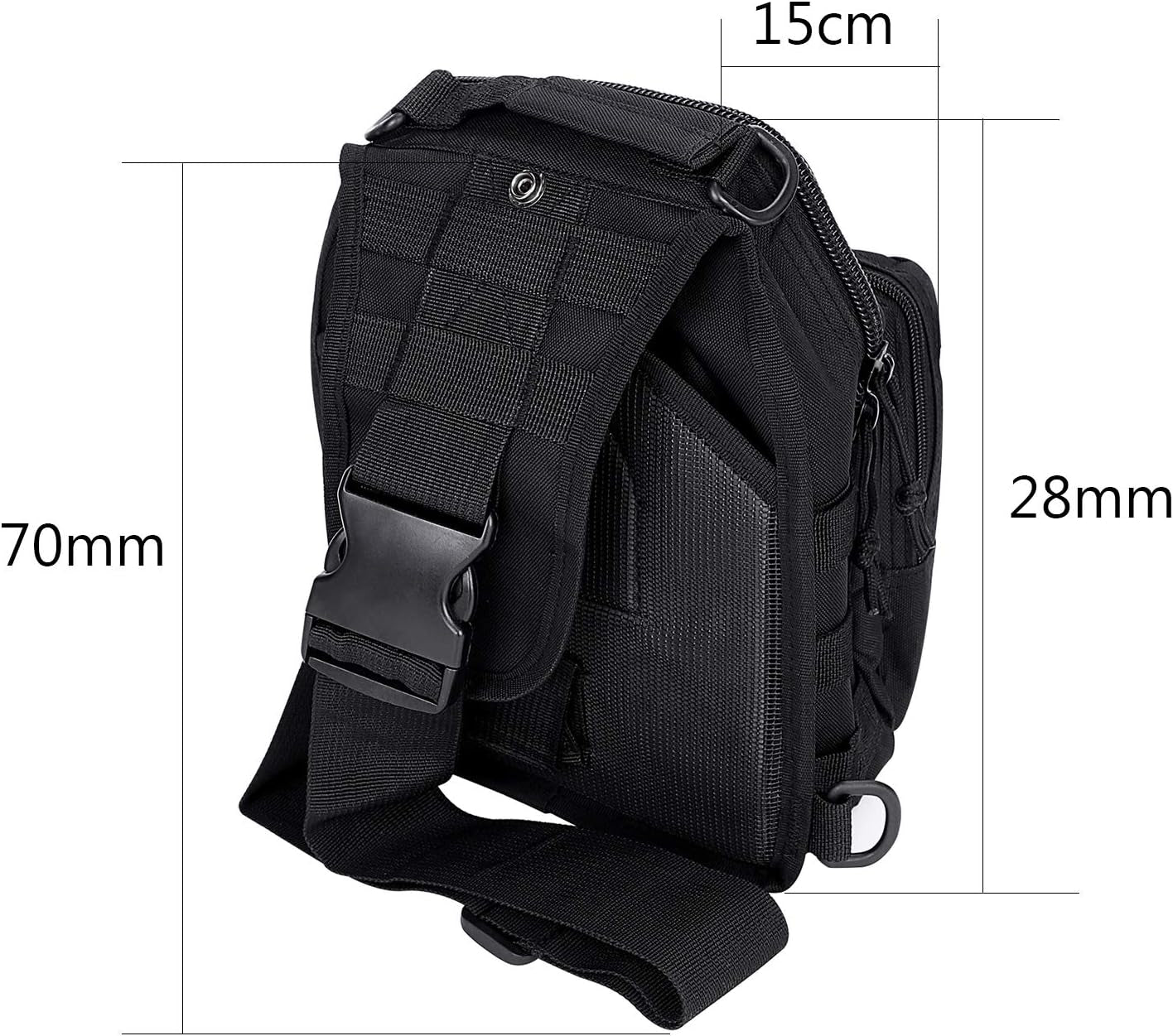Canvas Sling Bag for Men Small MOLLE Chest Sling Backpack Mens One Strap Messenger Bag Water-Resistant Handbag Outdoor Sports Travel Crossbody Shoulder Pack Bag Daypack for Travelling Cycling Hiking