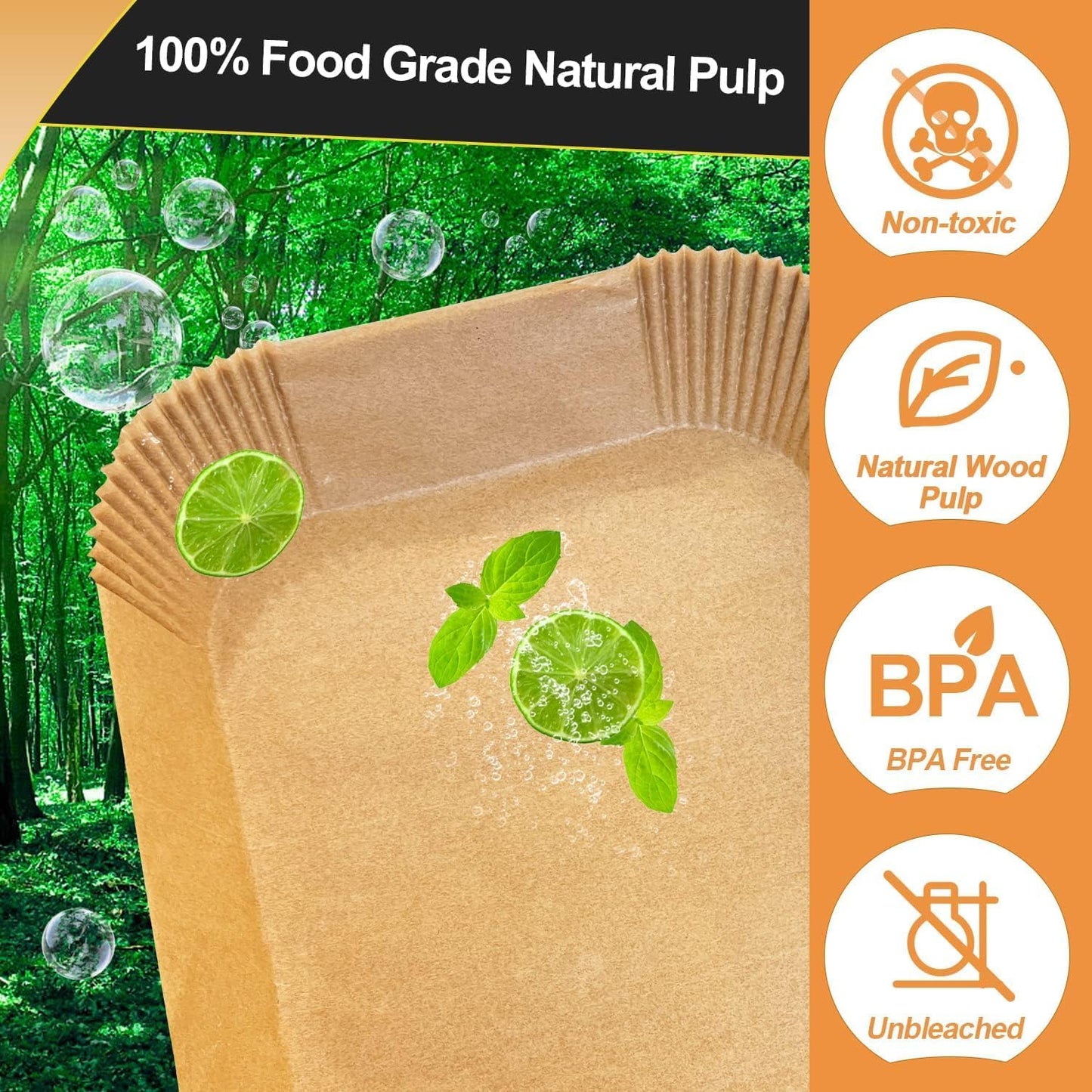 130PC Air Fryer Liners, Ninja Air Fryer Liners for Ninja Air Fryer Dual, Disposable Air Fryer Accessories Paper Liners for Ninja AF300UK AF400UK, Salter, Tower and Other Dual Zone Air Fryer