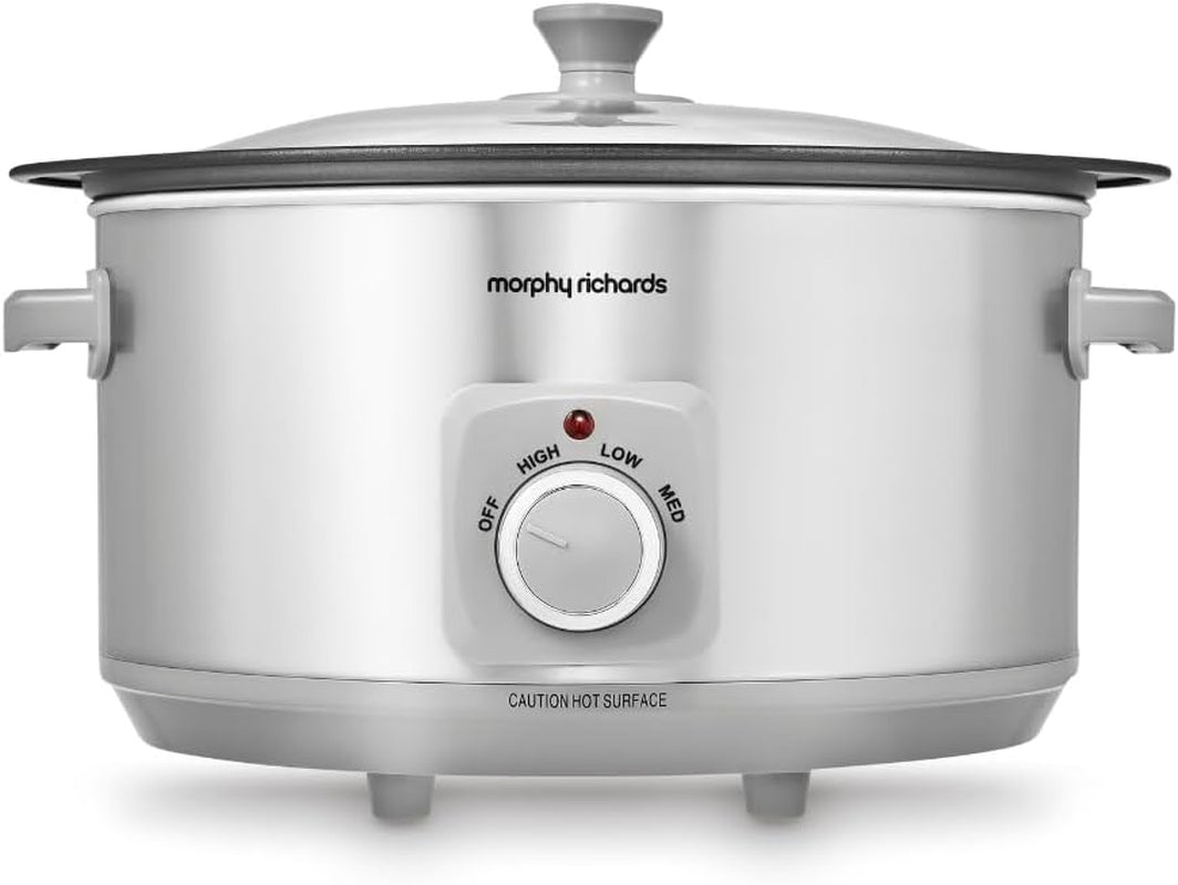 461014 Sear & Stew 6.5 Litre Aluminium Slow Cooker, One-Pot Solution, Brushed Stainless Steel