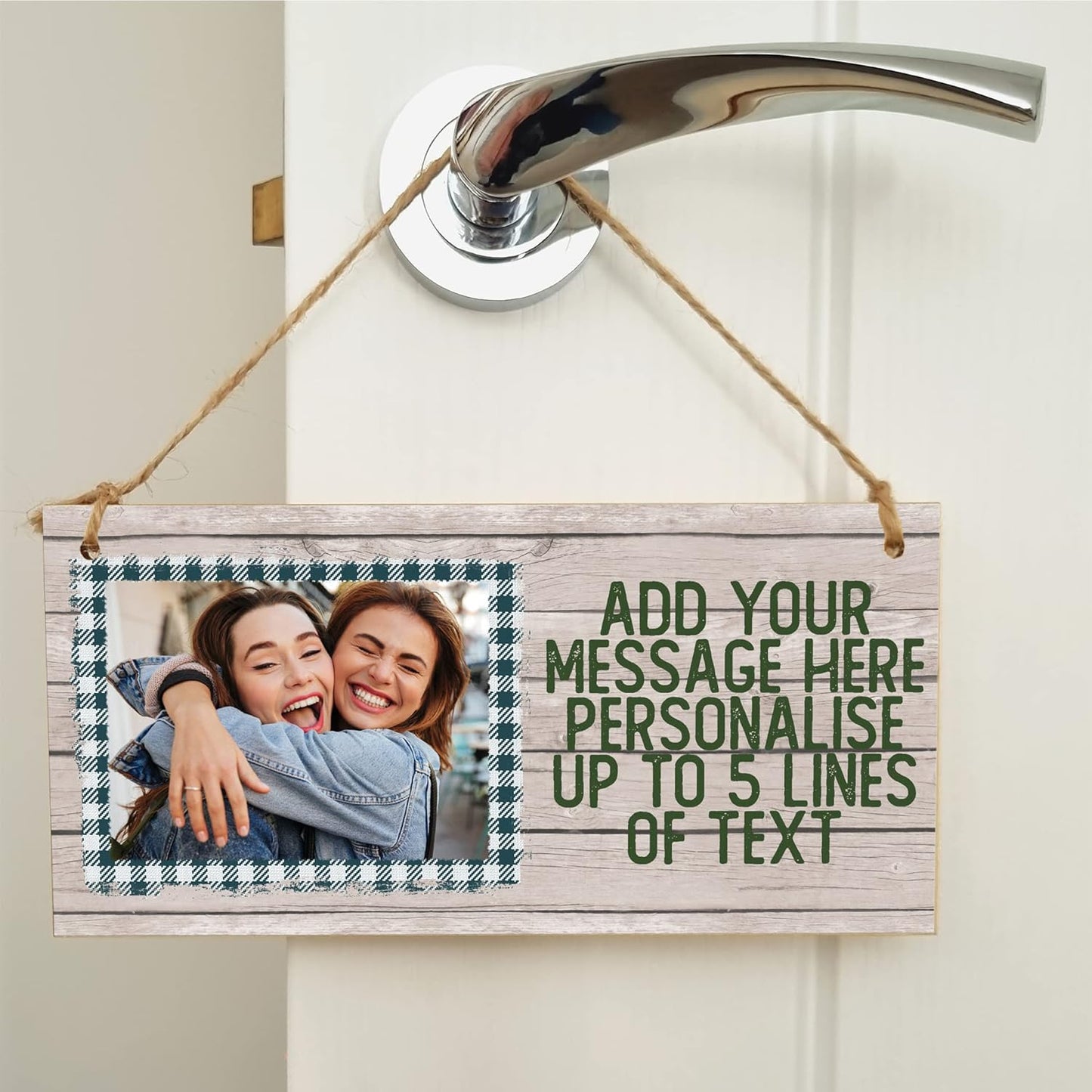 Personalised Wooden Plaque with Photo Add Your Own Message Friendship Bffs Family Door Sign Hanging Gift Home Decor
