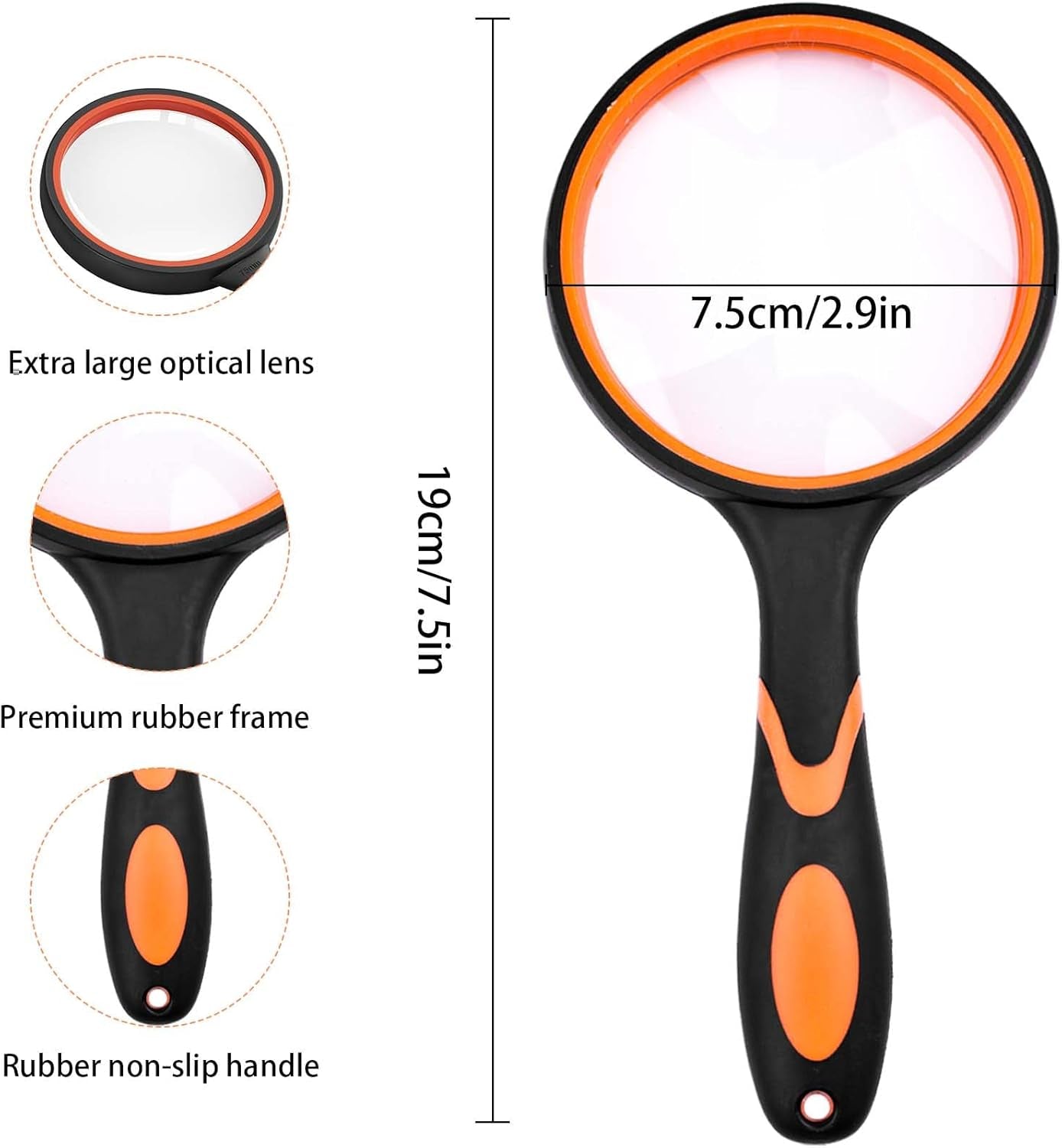 Large 10X Magnifying Glasses for Reading Handheld Magnifying Glass for Bobbies Applied to Science Books Hobby Observation Premium Soft Hand Shank for Seniors