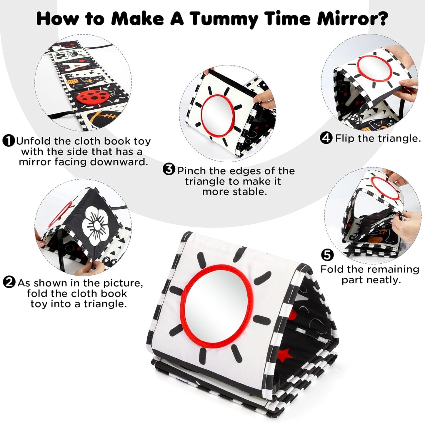 Baby Toys 0-6 Months, Black and White Sensory Toys Brain Development, Tummy Time Toys, Soft Baby Book, Baby Essentials for Newborn 0-6-12 Months Newborn Toys Baby Gifts