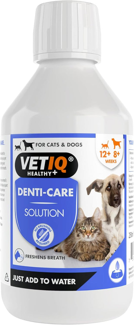 Denti-Care Solution for Cats & Dogs, Simply Add to Drinking Water to Reduce Dental Plaque and Freshen Bad Breath, 250 Ml