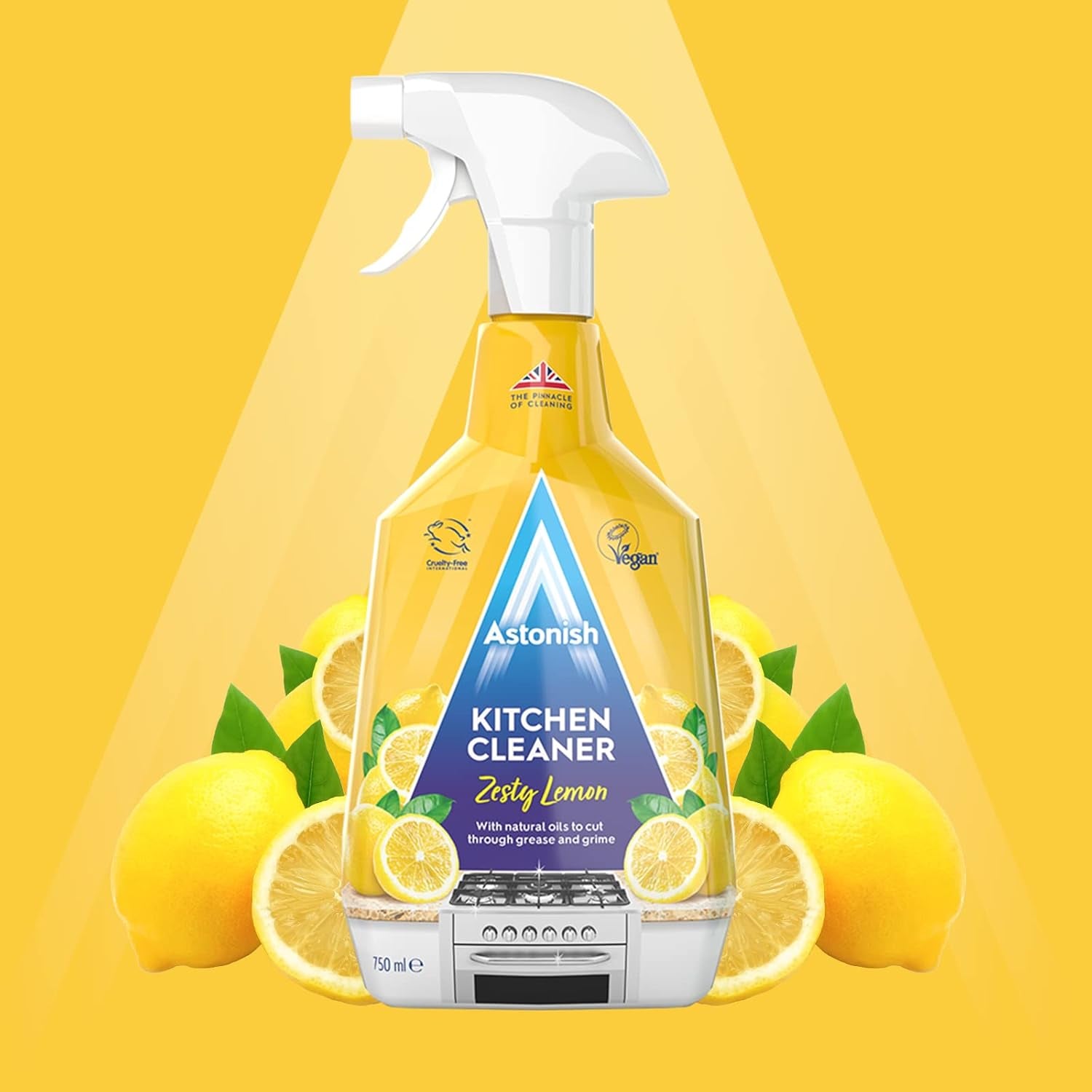 Kitchen Cleaner, Vegan and Cruelty Free and Blended with Natural Oils, 750Ml, Zesty Lemon