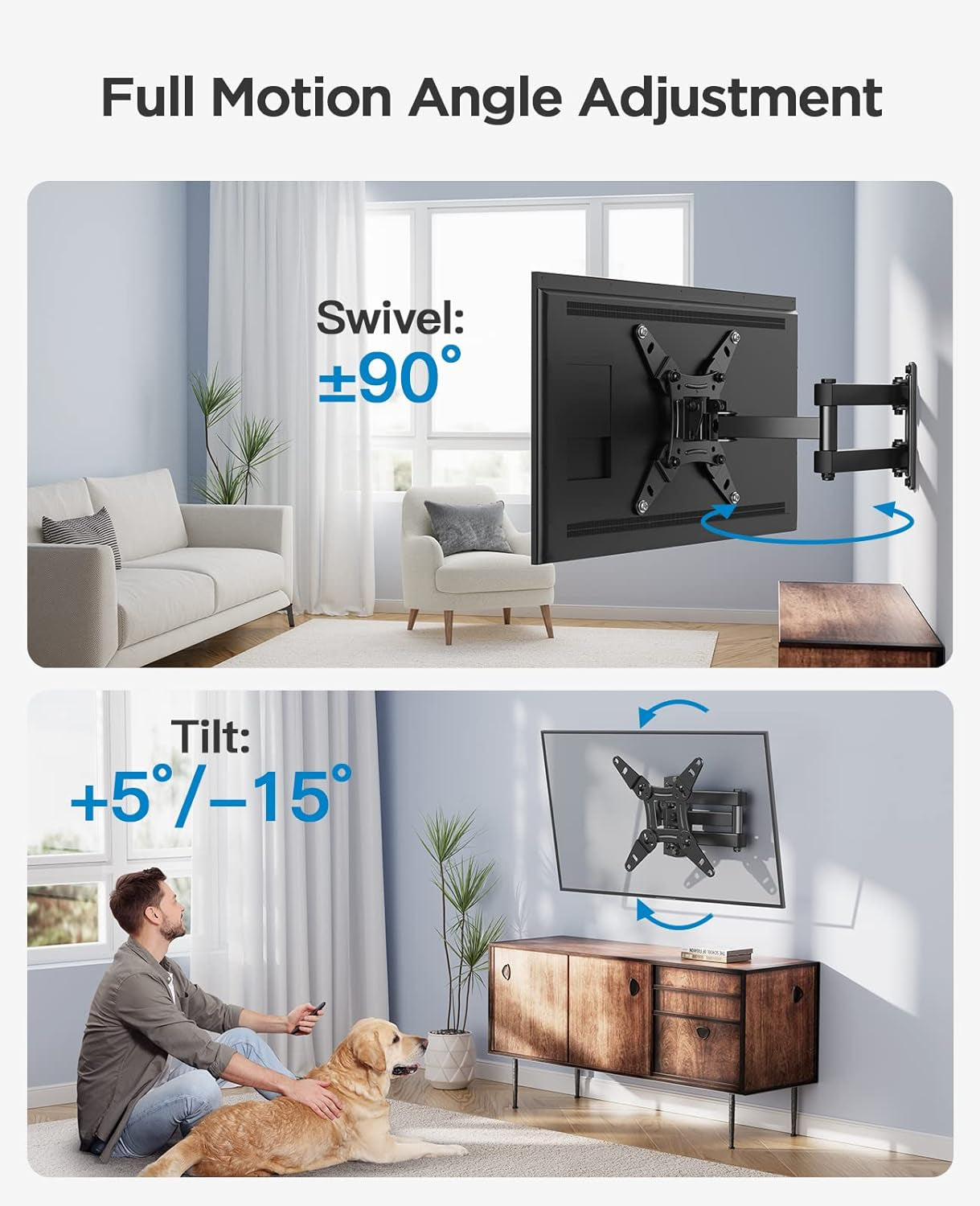 TV Wall Bracket for 13-42 Inch Tvs, Swivels Tilts TV Wall Mount for Flat & Curved TV,VESA 75X75Mm to 200X200Mm up to 20Kg