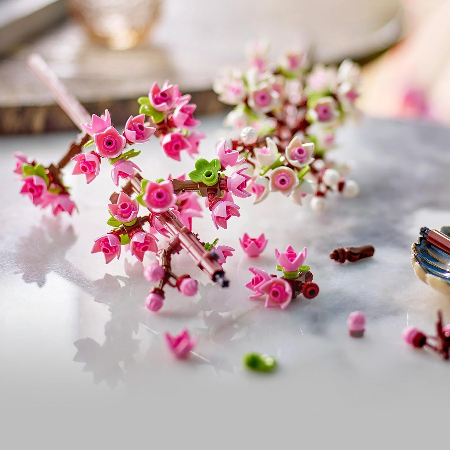 Cherry Blossoms Artificial Faux Flowers Set - Makes a Great Desk Decor Accessory or Kids' Bedroom Decoration - Gift Idea for 8 plus Year Old Girls, Boys and Teens - Valentine'S Day Treat - 40725