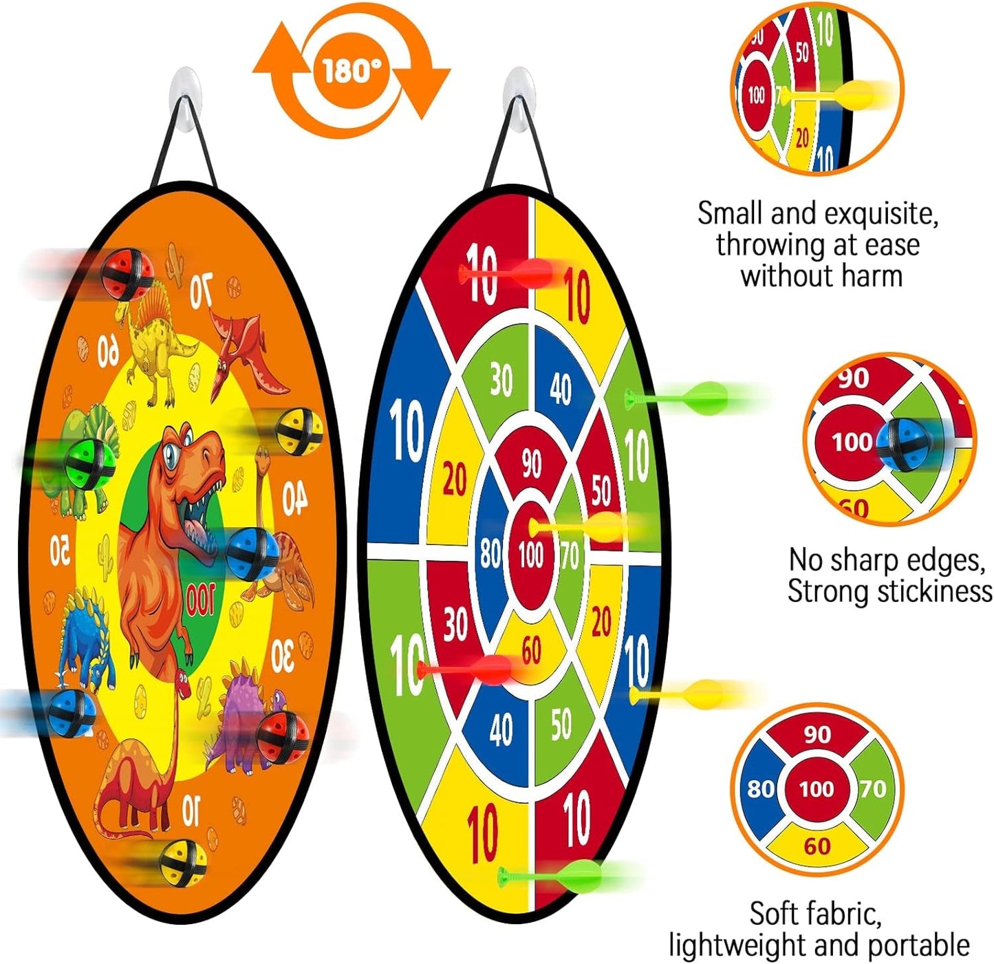 26 Inches Kids Dart Board Set, Dart Board for Kids, Double Sided with 12 Sticky Balls, Indoor Outdoor Party Games Toys for 3 4 5 6 7 8 9 10 11 12 Year Old Boy Girl and Adult