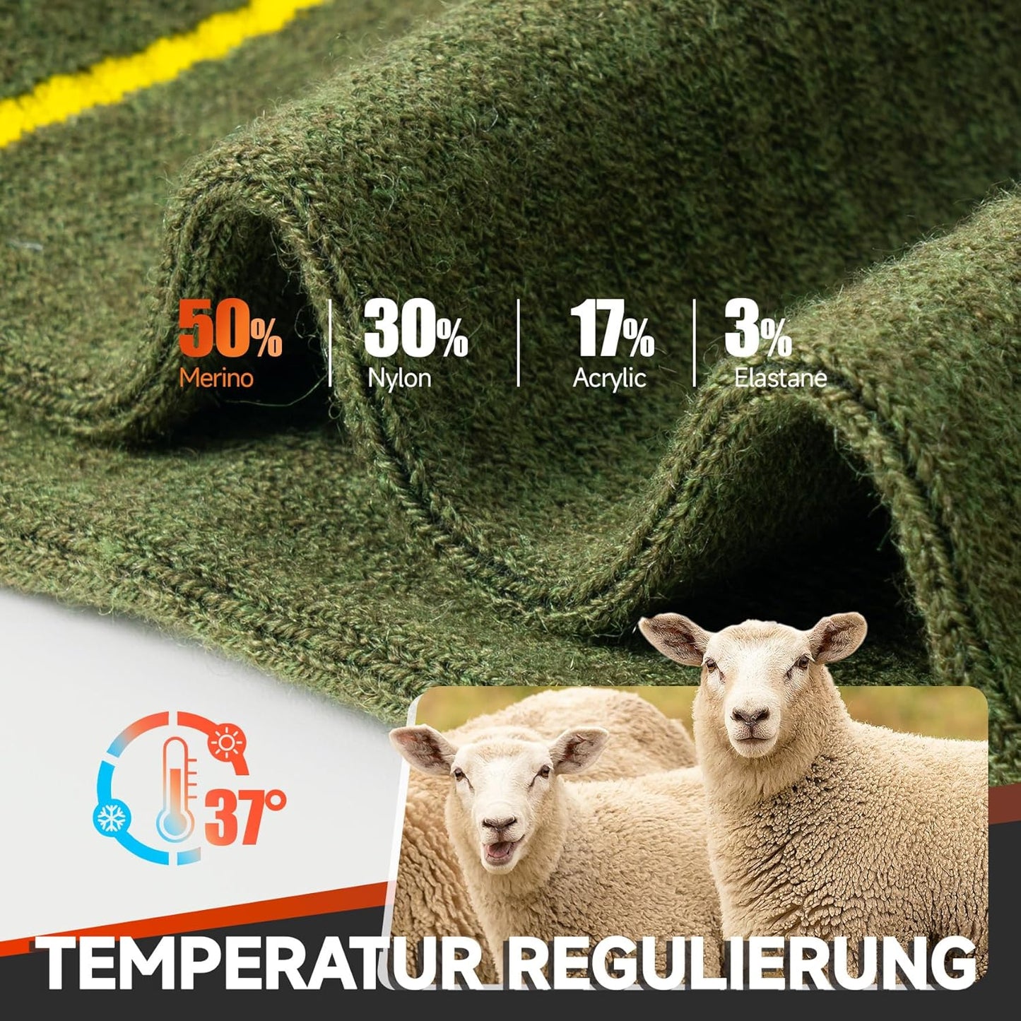 Mens Thermal Socks Womens Merino Wool Socks Thick Warm Winter Socks Cushioned Crew Socks for Work Hiking Walking Skiing Running and Outdoor Sports, 3 Pairs