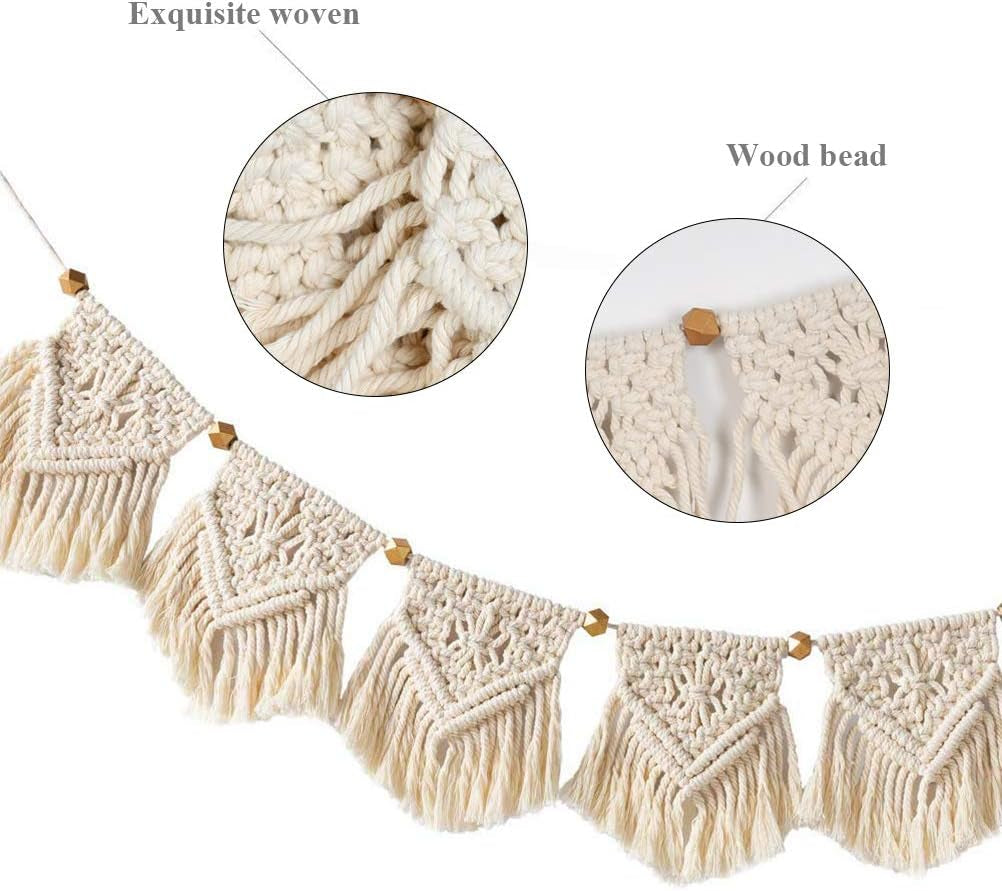Wall Hanging Tapestry Bohemian Macrame Woven Handmade Cotton Rope Home Decor Craft Christmas Birthday Presents, 110 X 20Cm