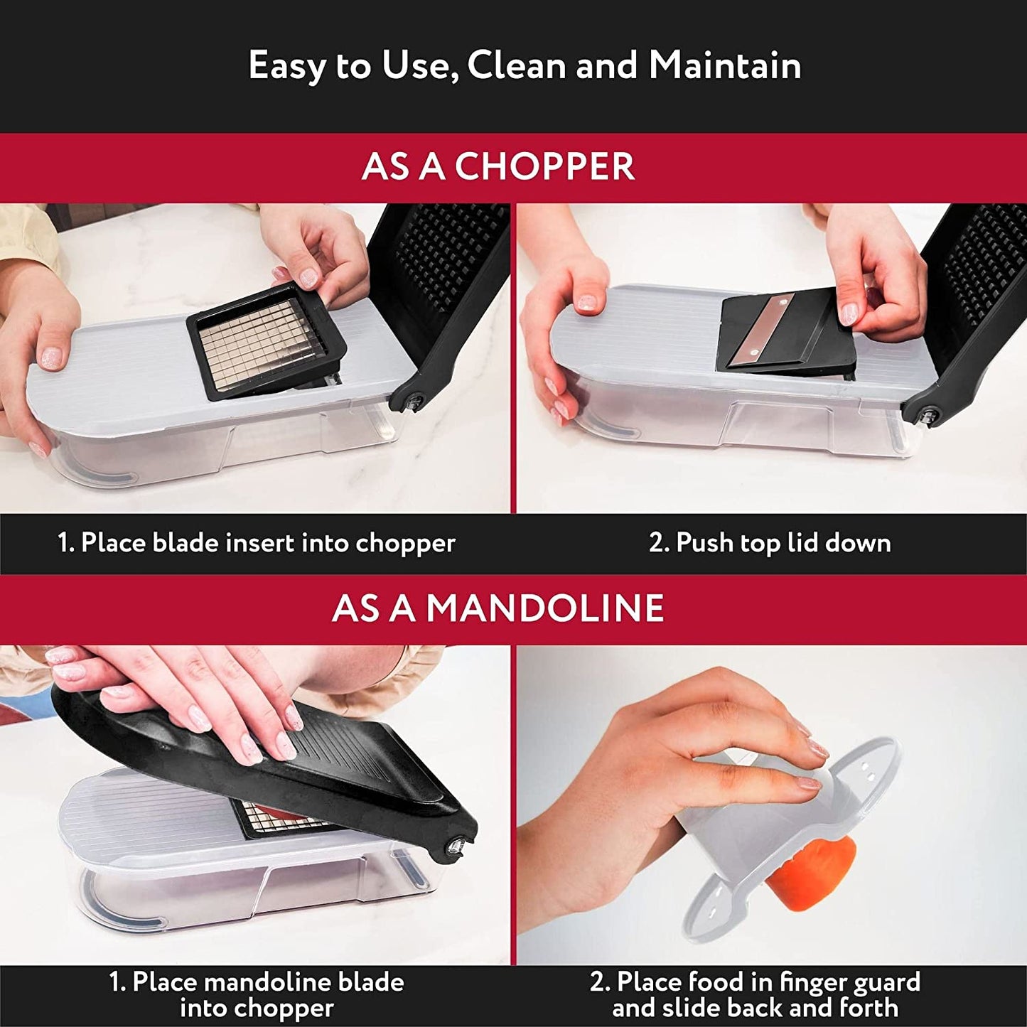 Vegetable Chopper Cutter Mandoline Slicer Cheese Grater - Food Onion Salad Veggie Chopper with Container - French Fry Potato Dicer Slicer Cutter - Kitchen Tools Gadgets (6-In-1 Compact White)