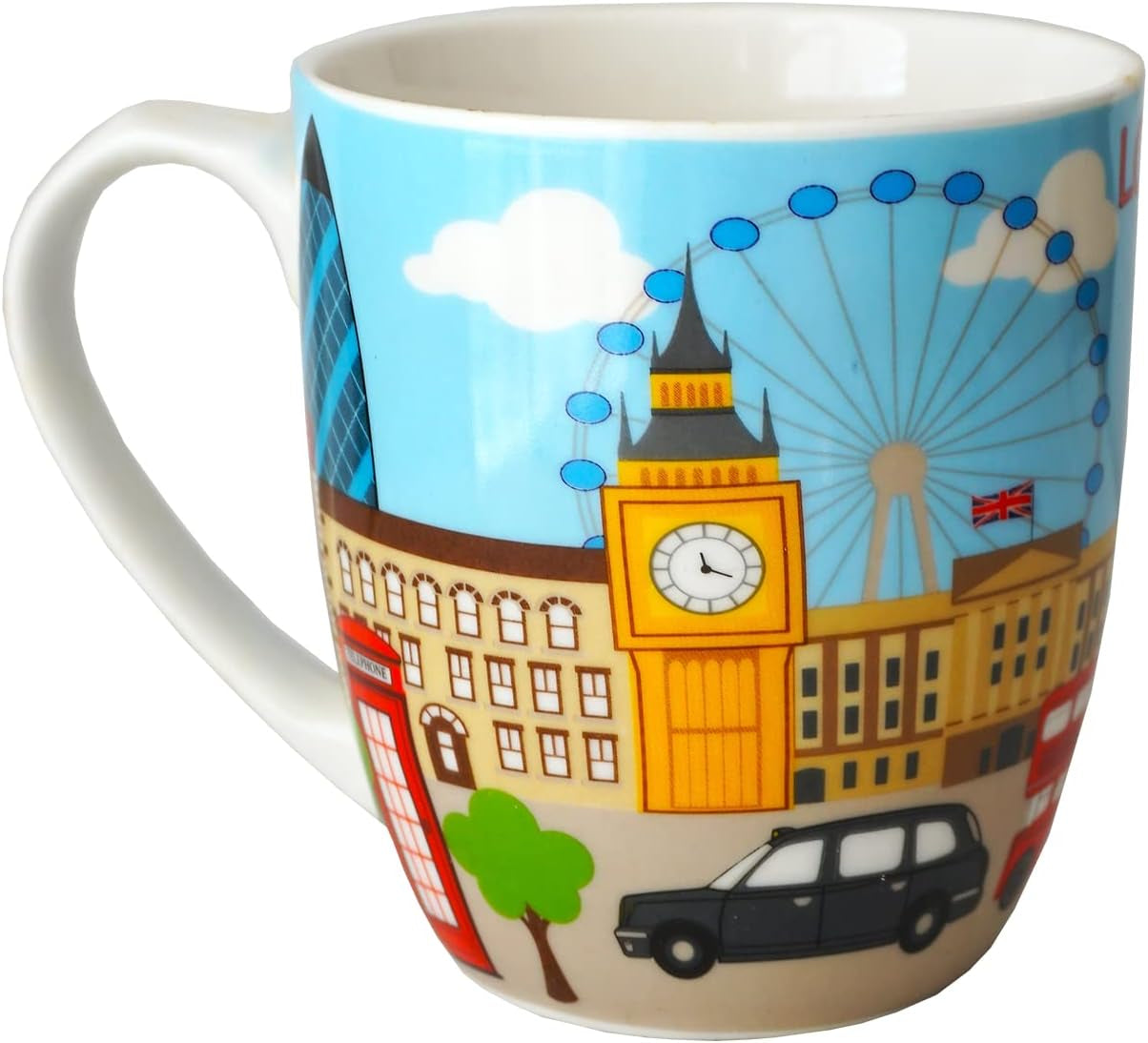 UK London British Skyline Pictures Ceramic Coffee Tea Cup Mug with Lid Home Kitchen Office, Decorative Gift Box - UK England London Souvenir