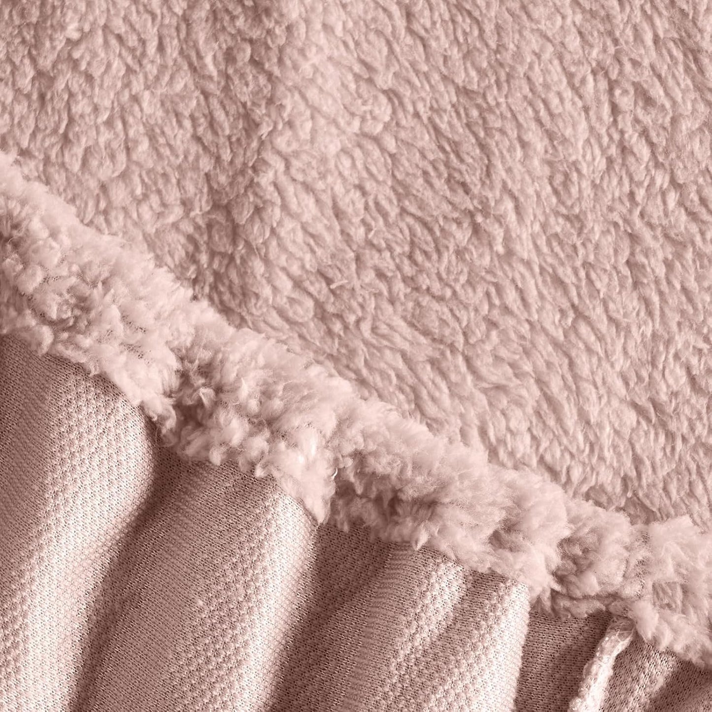 Teddy Fleece Fitted Bed Sheet Thermal Warm Soft Luxury Fluffy Cuddly Cosy Bedding, Blush Pink - Single