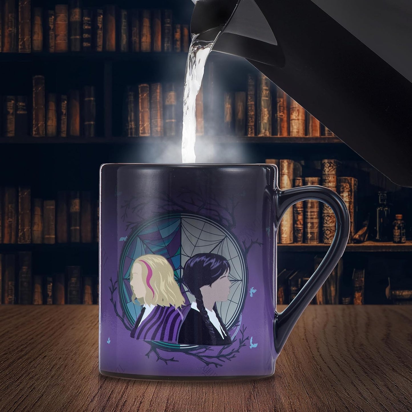 Wednesday Official Heat Changing Mug of Wednesday and Enid | Heat Reveals the Nevermore Dorm Window | Official Gift Mug for Fans of the Wednesday Series on Netflix