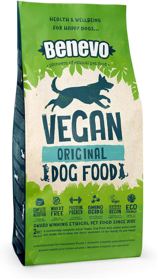 Complete Dry Dog Food Vegan (2Kg) Hypoallergenic, Wheat Free & Non GM, for Large & Small Breeds, with Essential Fatty Acids, Taurine, and L-Carnitine, Approved by PETA & Vegan Society UK