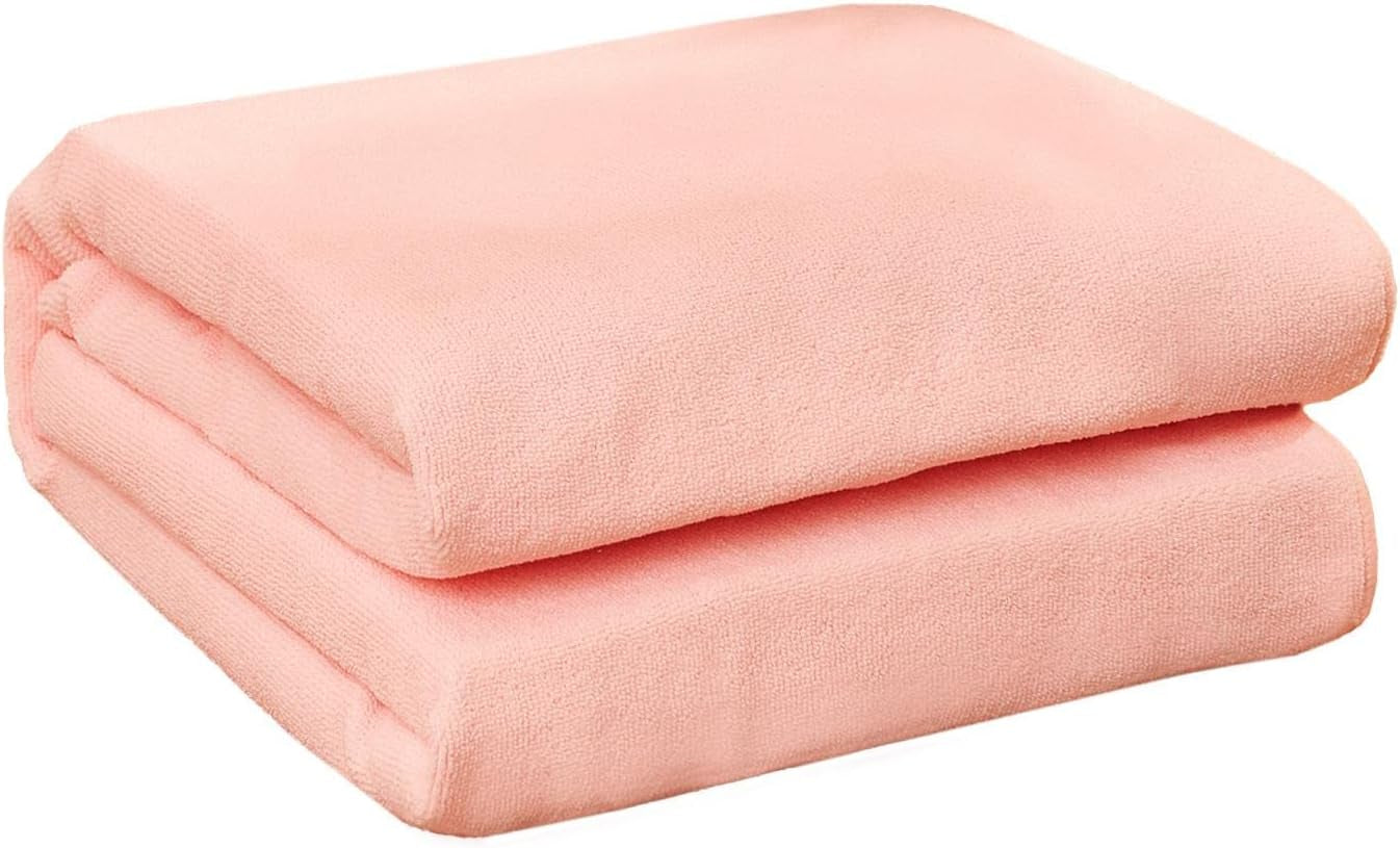 Large Microfibre Beach Towel for Girls Quick Dry Bathroom Pool Holiday Men Women Absorbent, 71 X 152Cm - Blush Pink