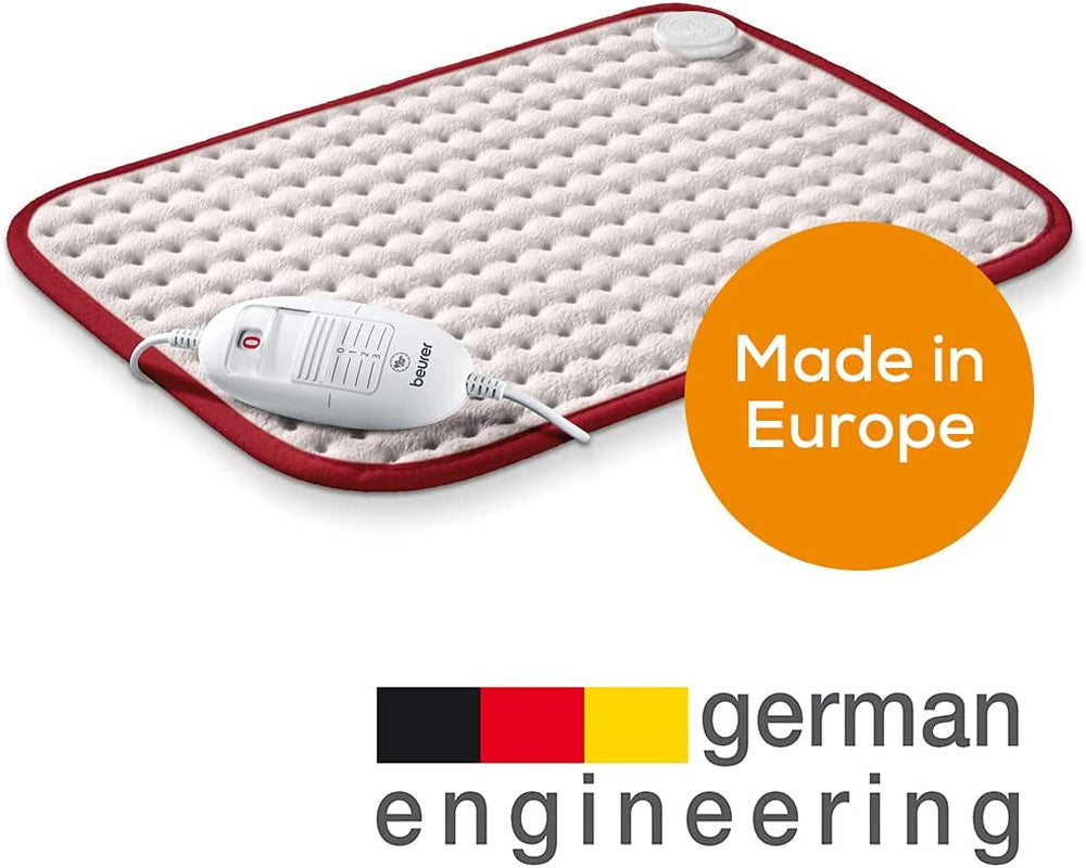 HK Comfort Heat Pad, Flexible Warming Electric Heating Pad with Super-Soft Surface, Controllable Warmth with 3 Temperature Settings, Machine-Washable, Automatic Switch-Off, 100 Watts, 44X33Cm