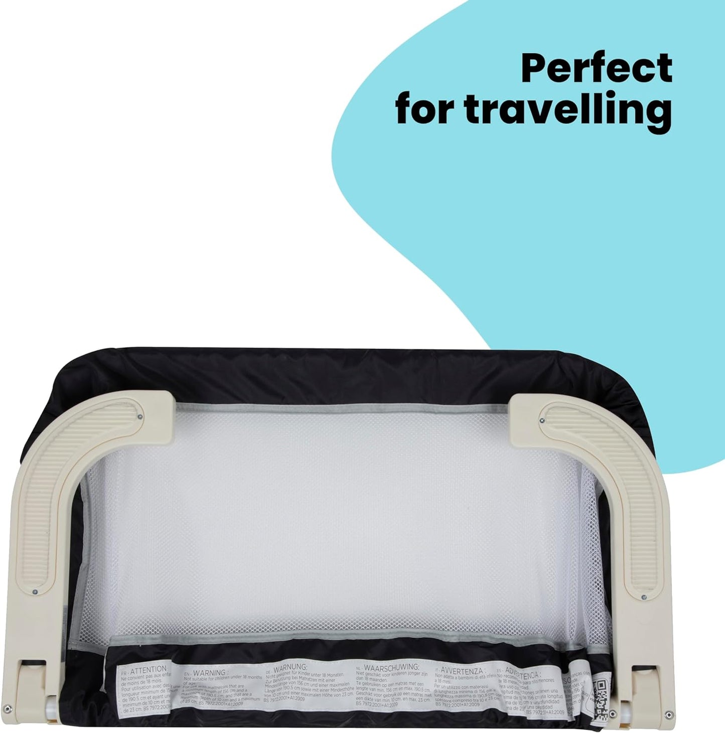 Portable Bed Rail, 106 X 42Cm,Foldable Bed Guard for Toddler Bed, 18 Months – 5 Years, Portable Travel Bed Guard, Mesh Fabric, Easy to Install, Automatic Lock, Easy to Transport, Dark Grey