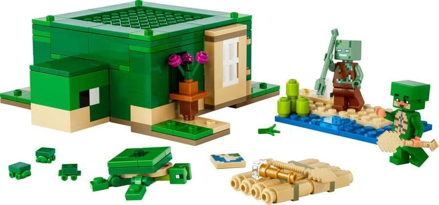 Minecraft the Turtle Beach House Animal-Care Toy for Kids, Girls and Boys Aged 8 plus Years Old, Building Set with Characters and Figures from the Game, Gift for Gamers 21254
