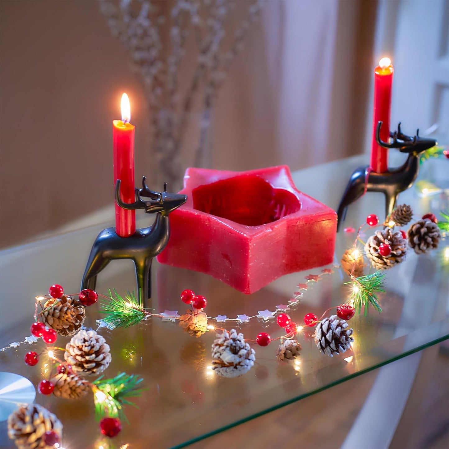 Christmas Garland - 2M Pre-Lit Decoration with 20 Leds for Fireplace, Indoor, and Stairs